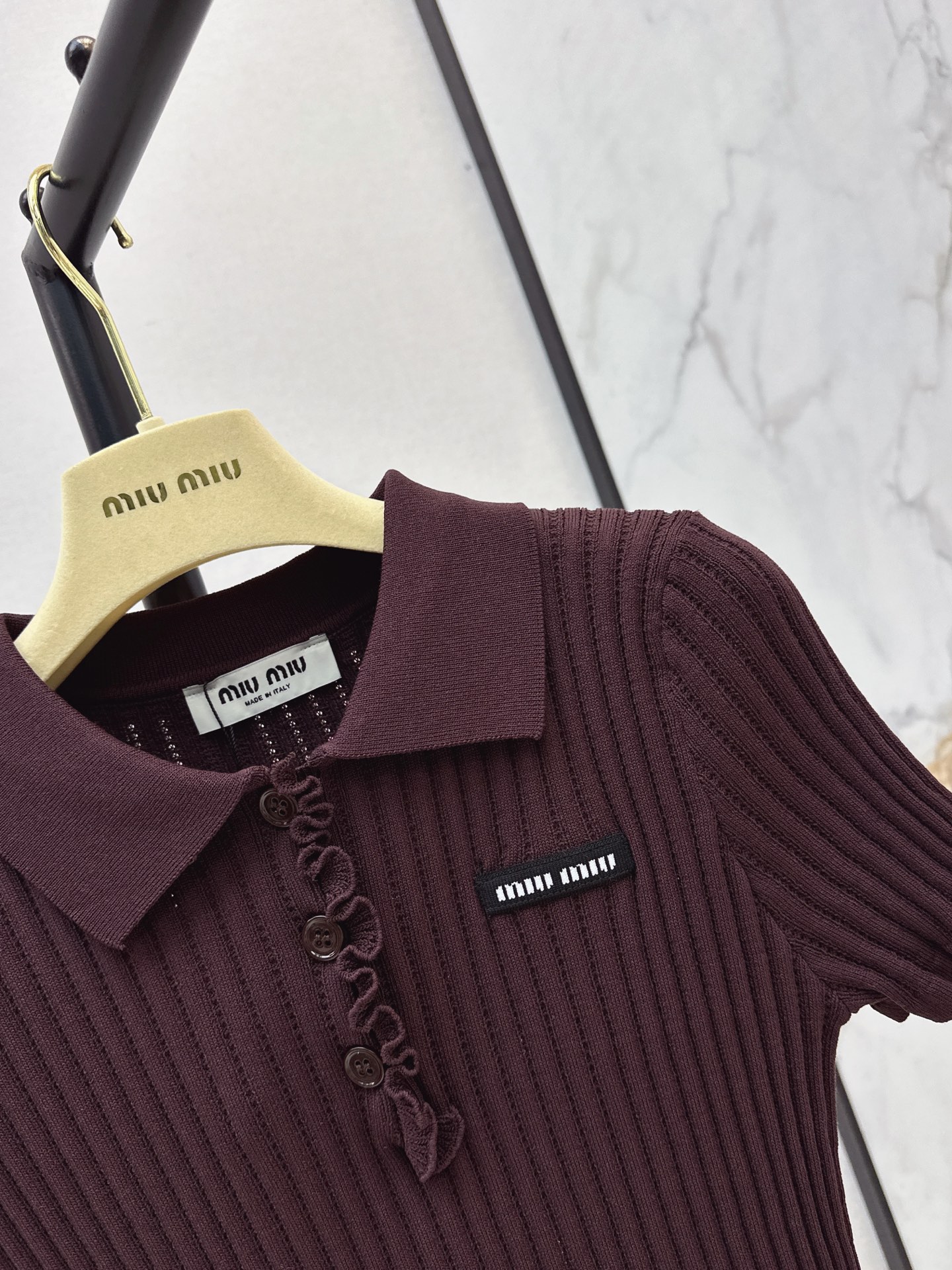 Miu 26fw polo knit top