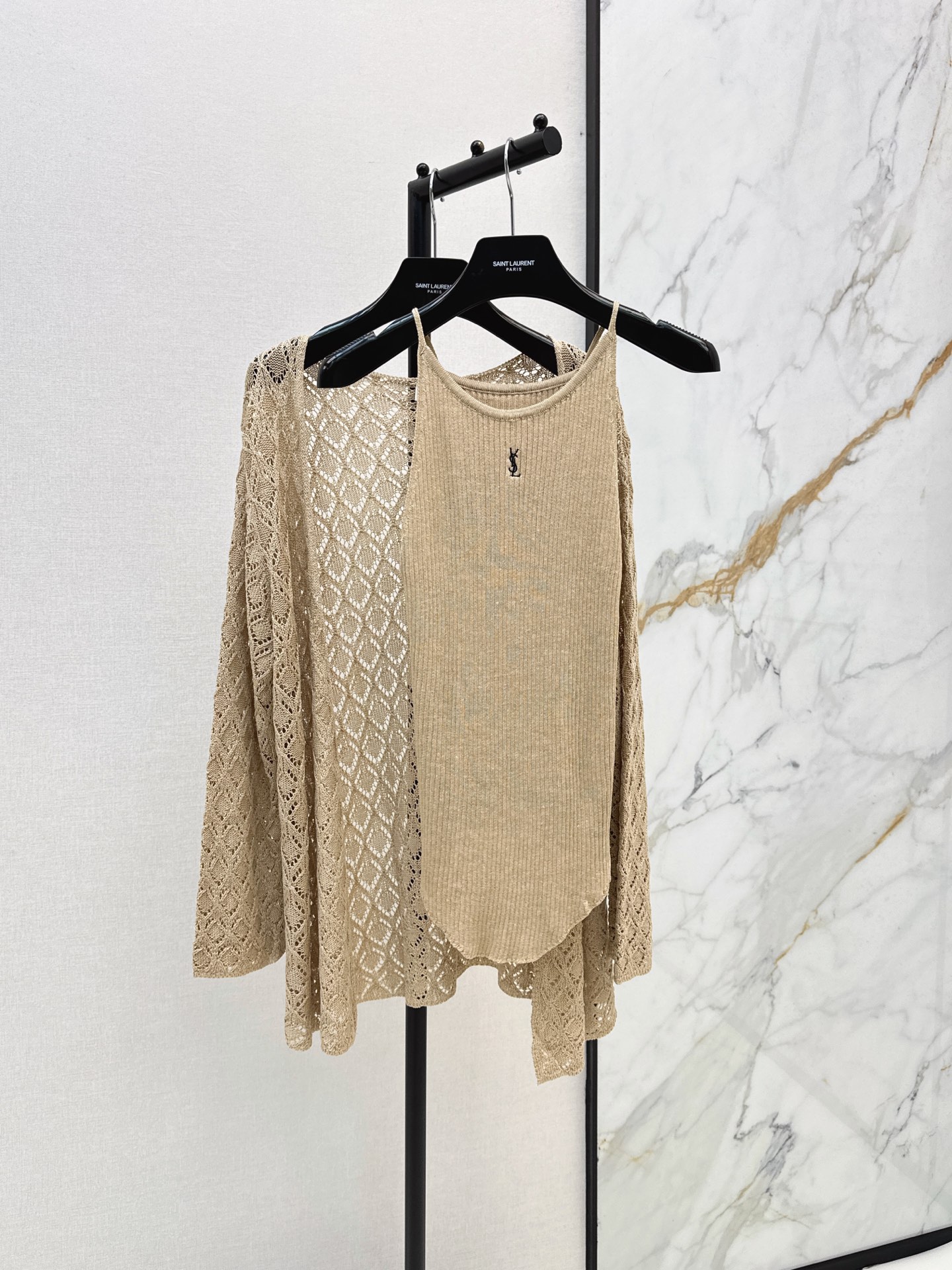 Sain 26fw hollow knit cardigan vest sets