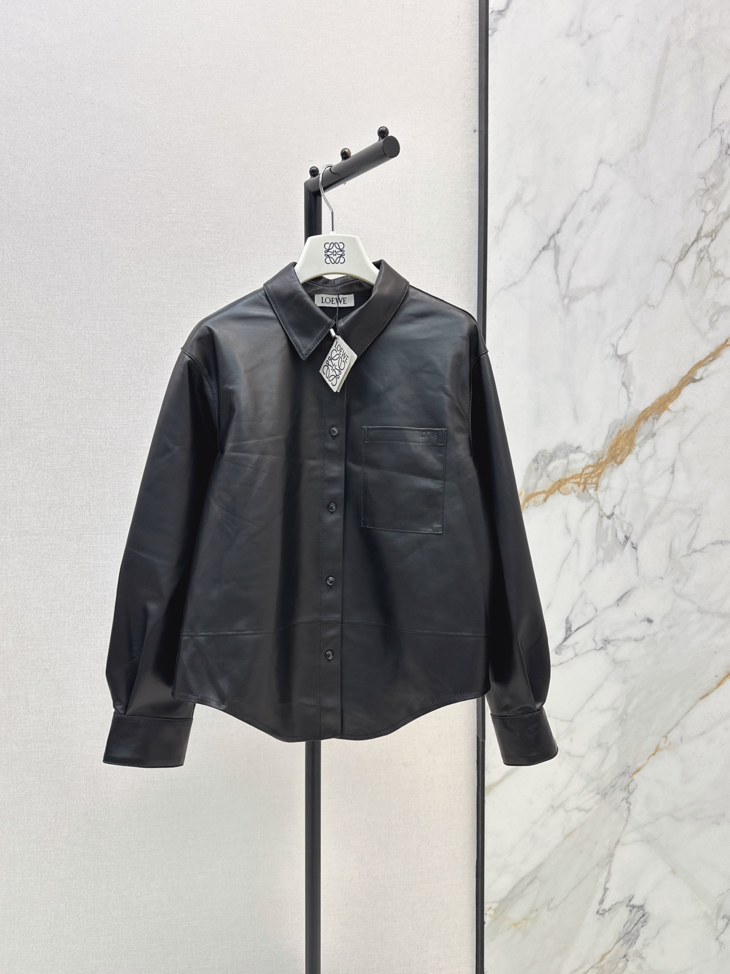 Loe 26fw leather shirt jacket