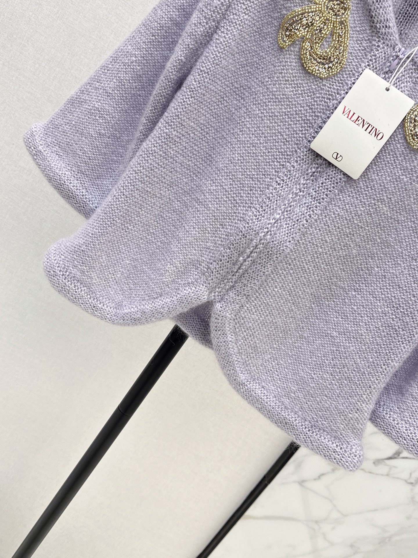 Valen 26fw bow sequin embroidery knit cardigan