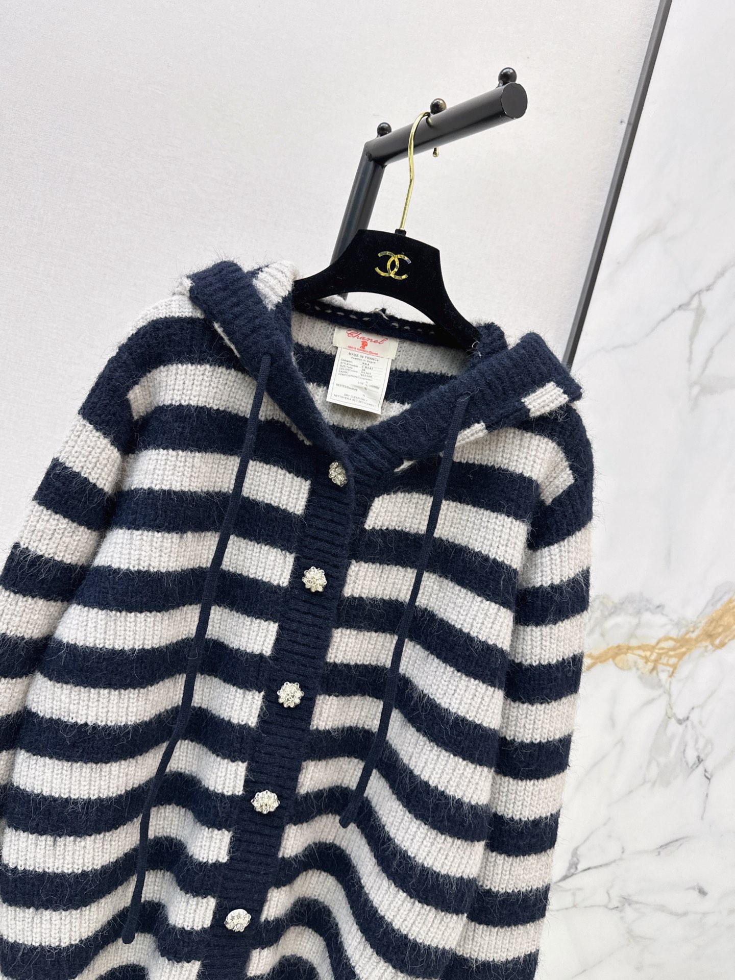 Chan 26fw stripe hooded cardigan
