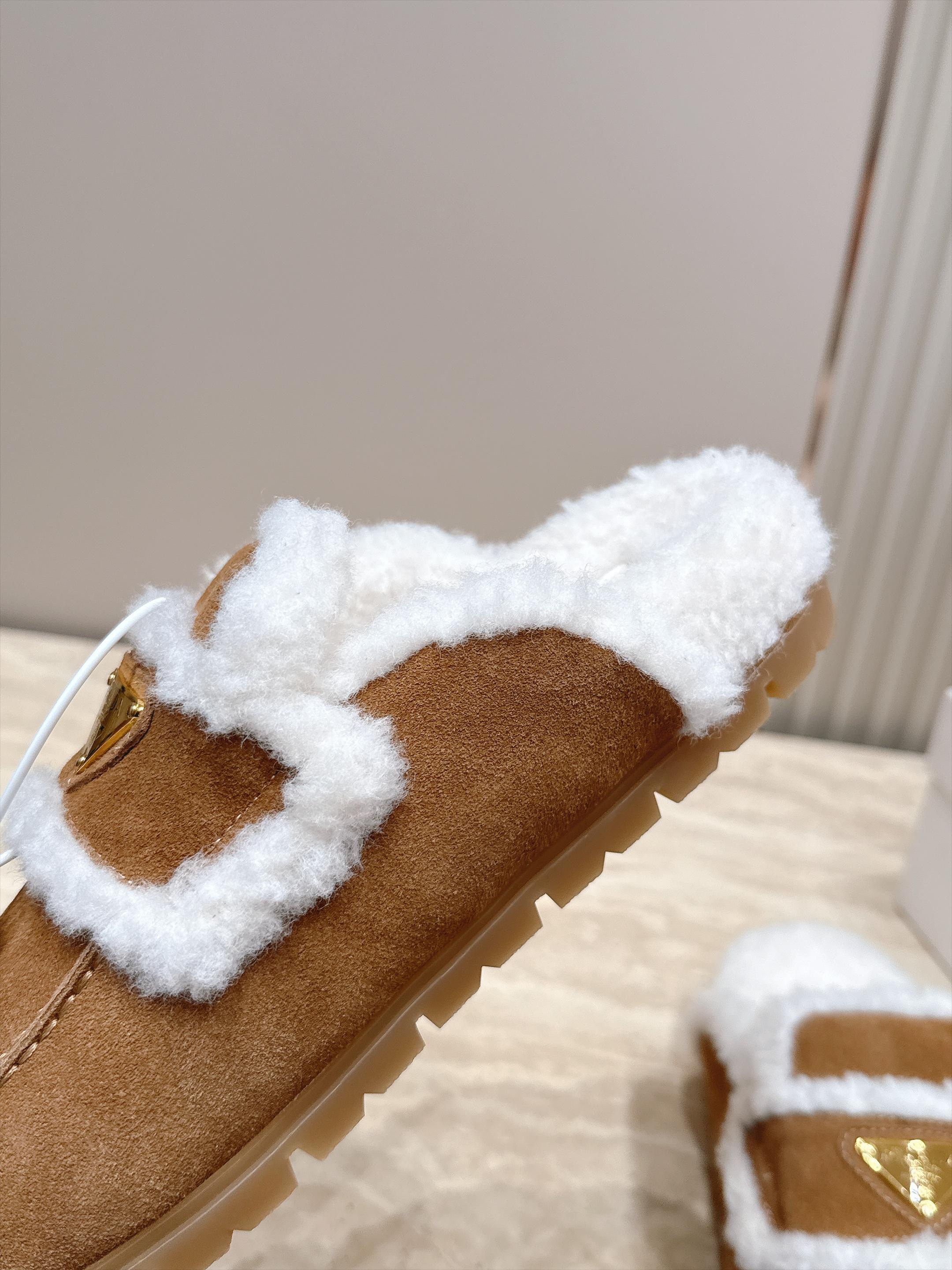 Pra hearling-Trim Suede Mule Loafers