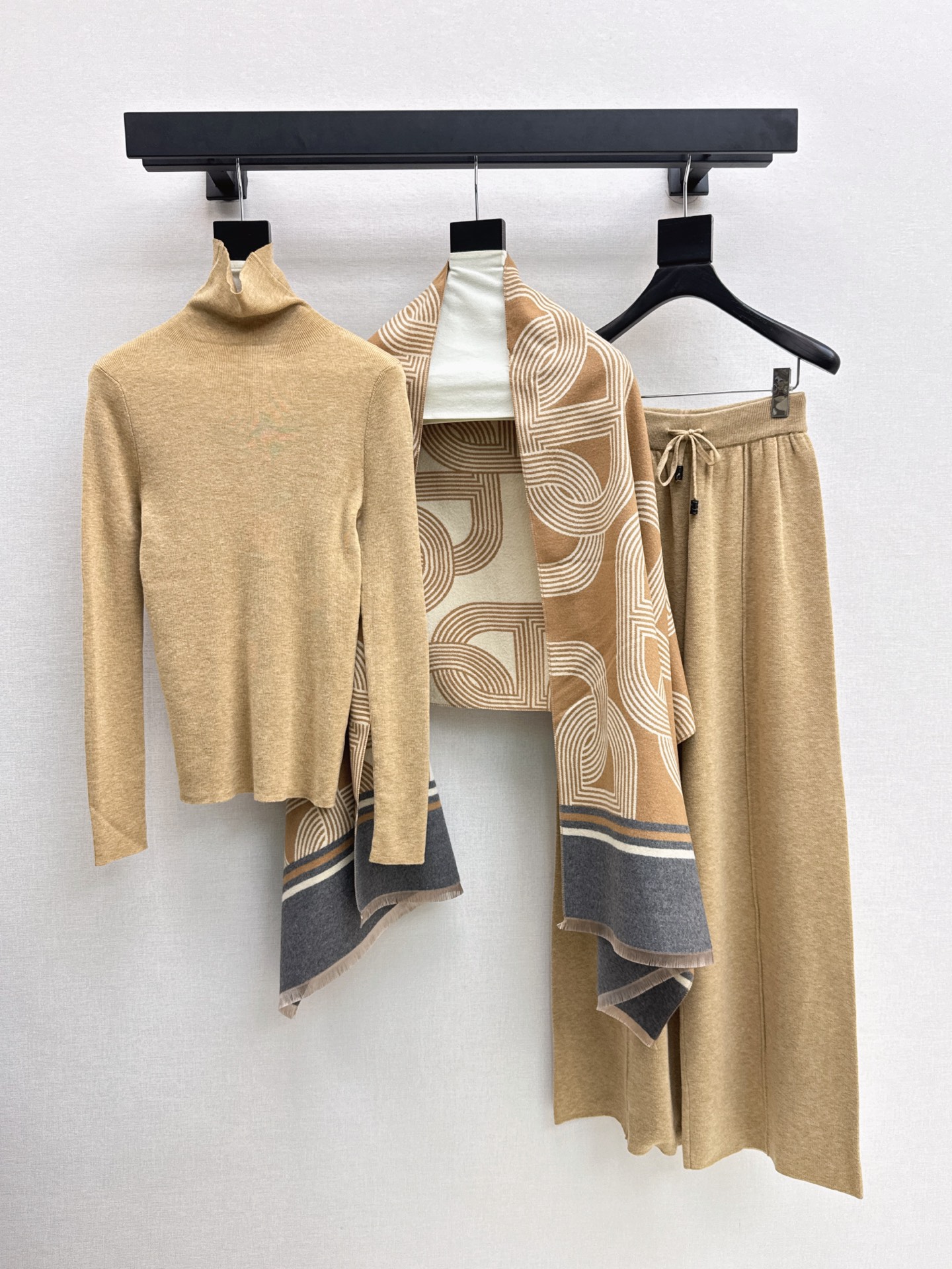 Her 26fw 3pcs knit basic tee shawls pants sets