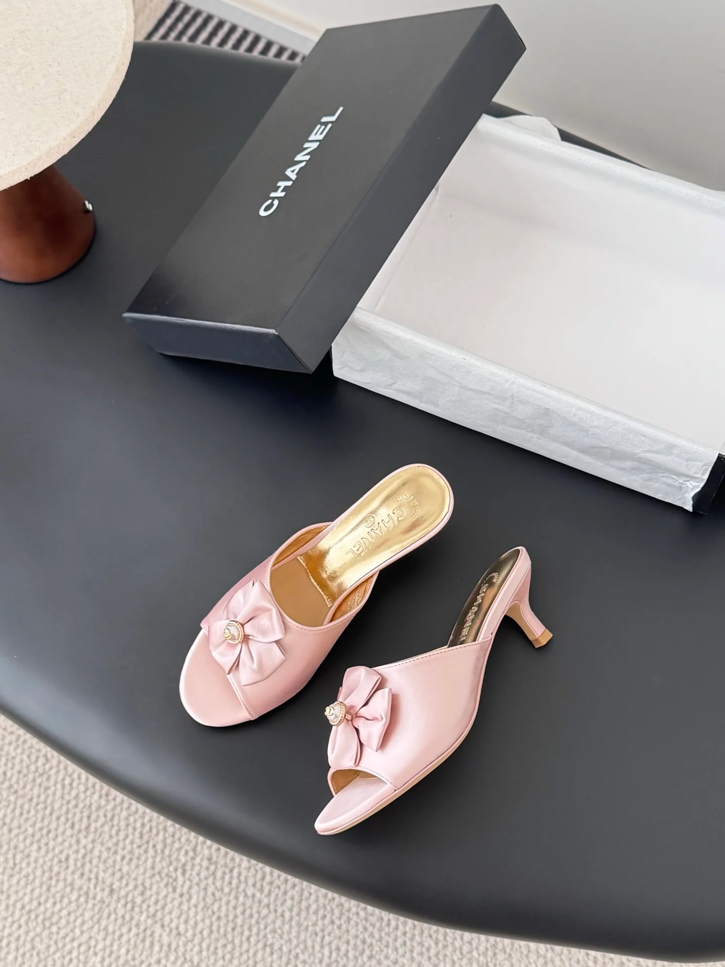 Chan 26ss kitten heel slides