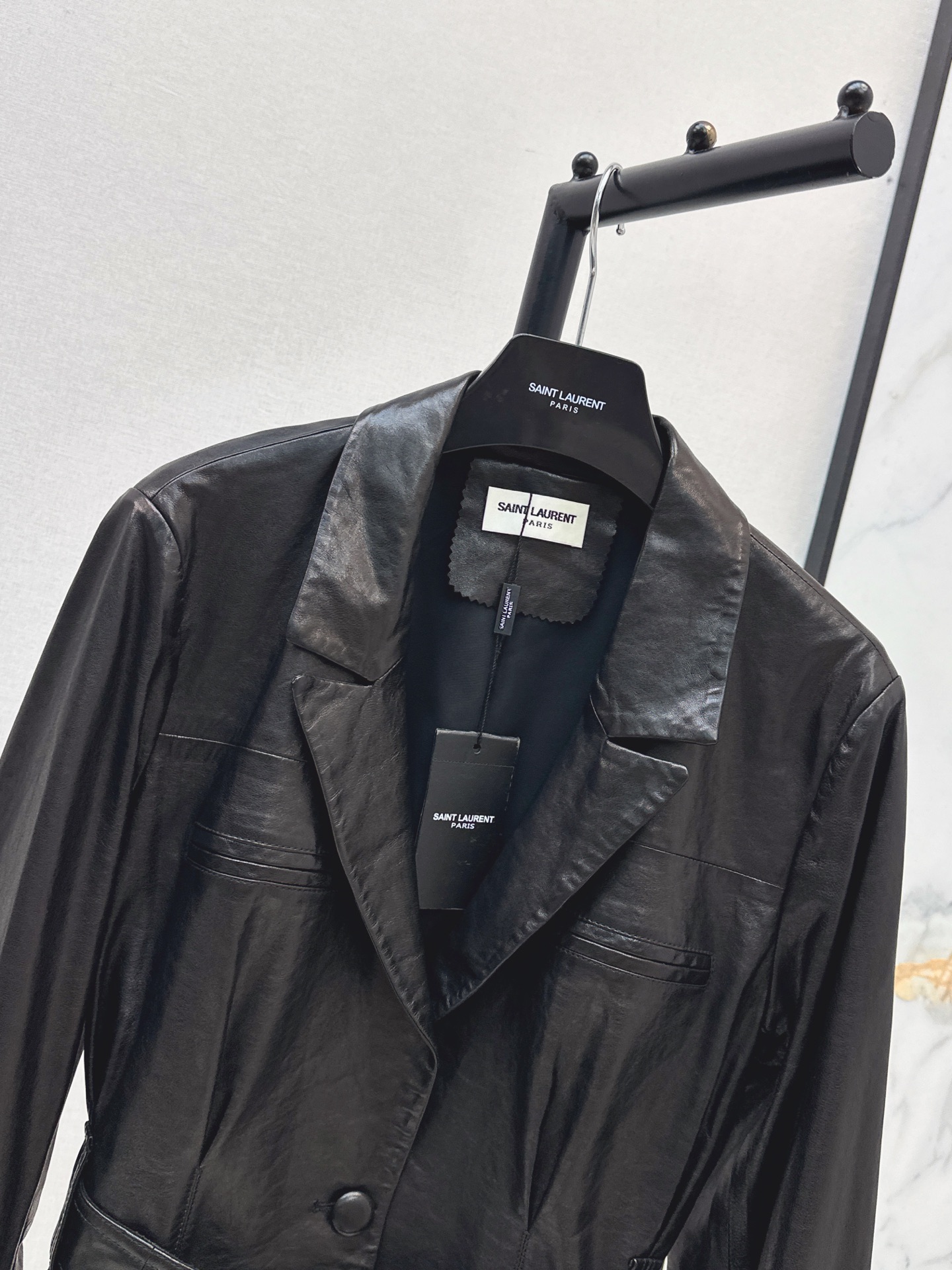 Sain 26fw belted leather jacket