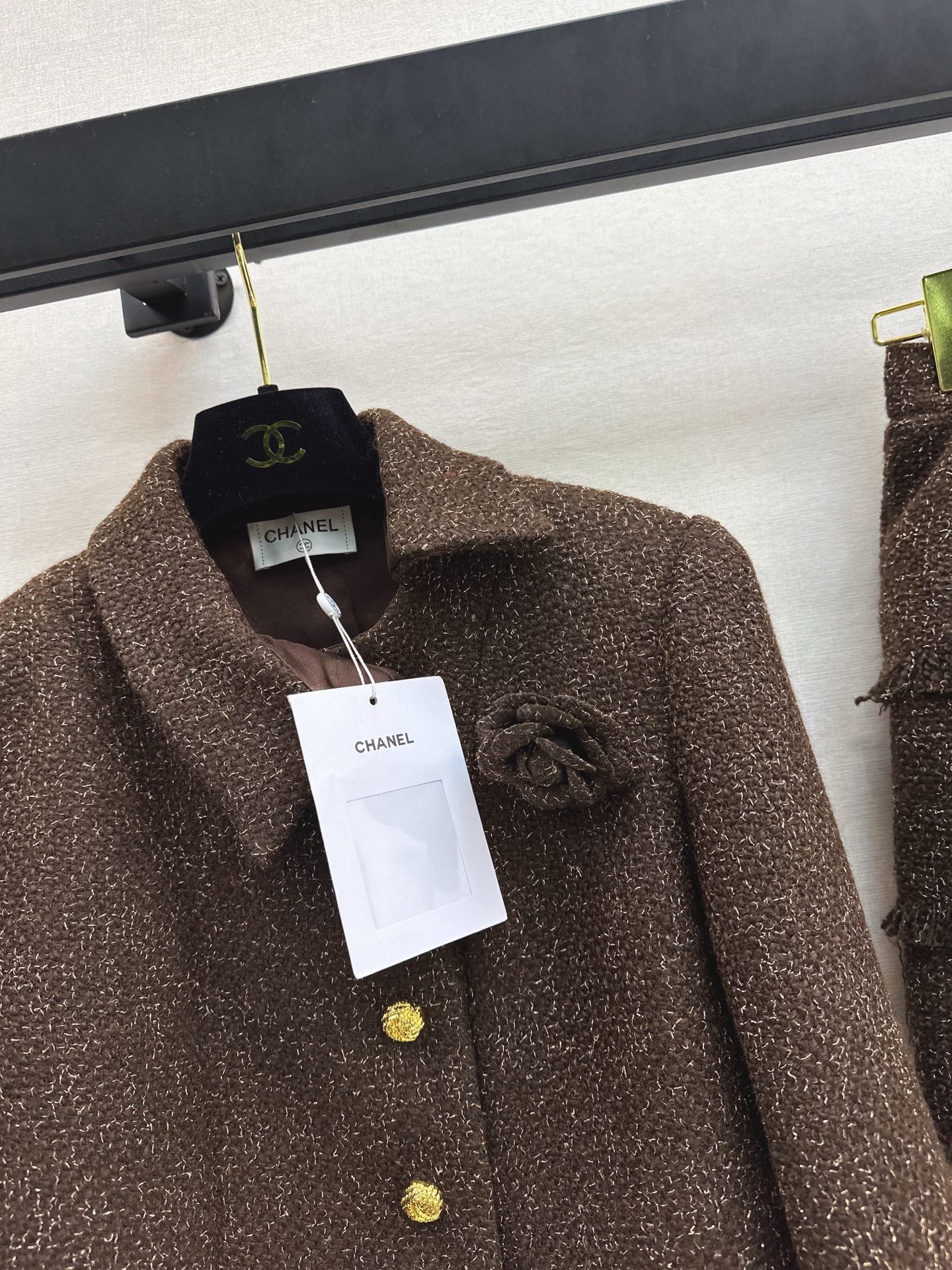 Chan 26fw cropped tweed woven jacket