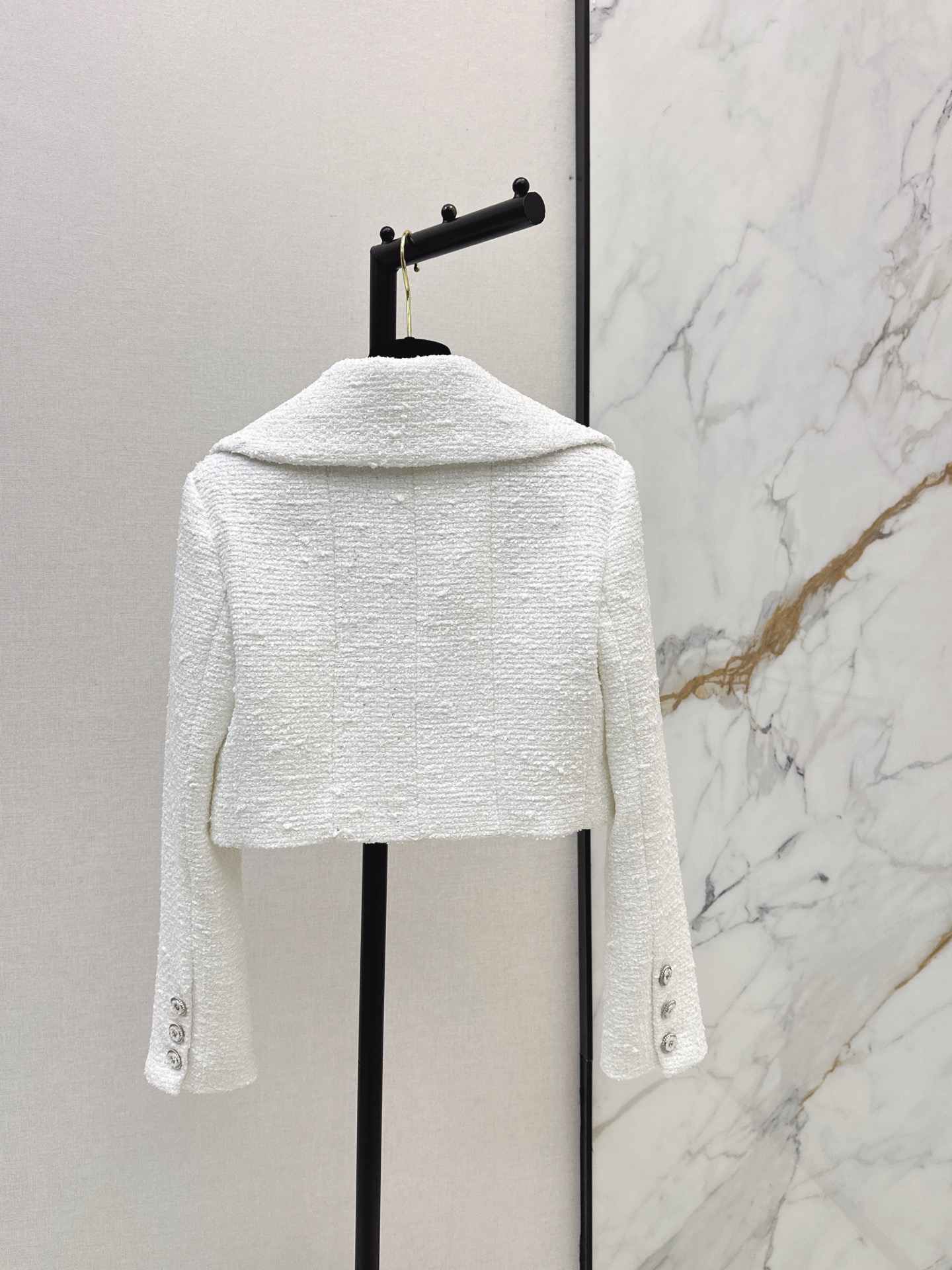 Chan 26fw cropped woven tweed jacket