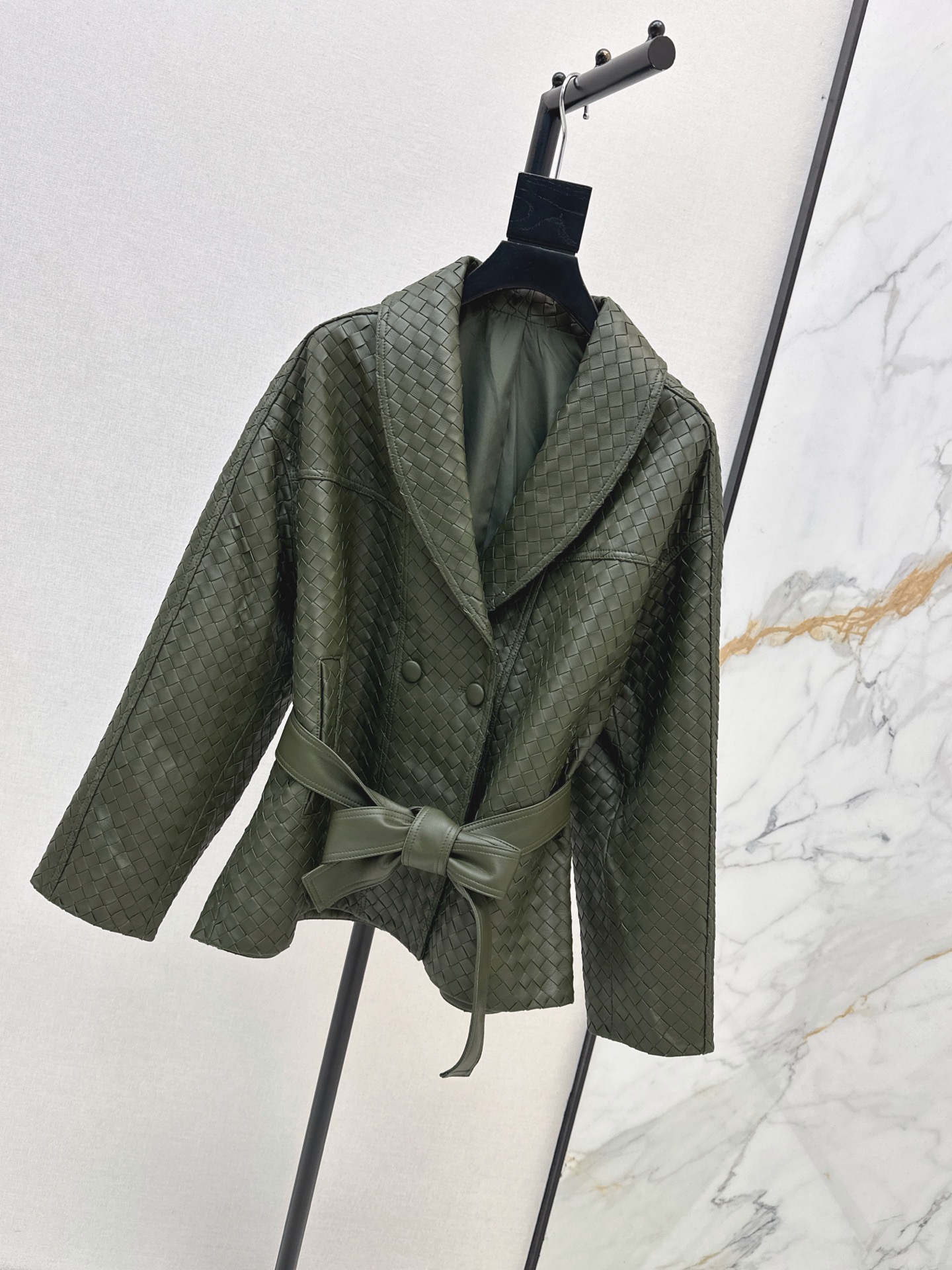 Bott 26ss leather woven jacket