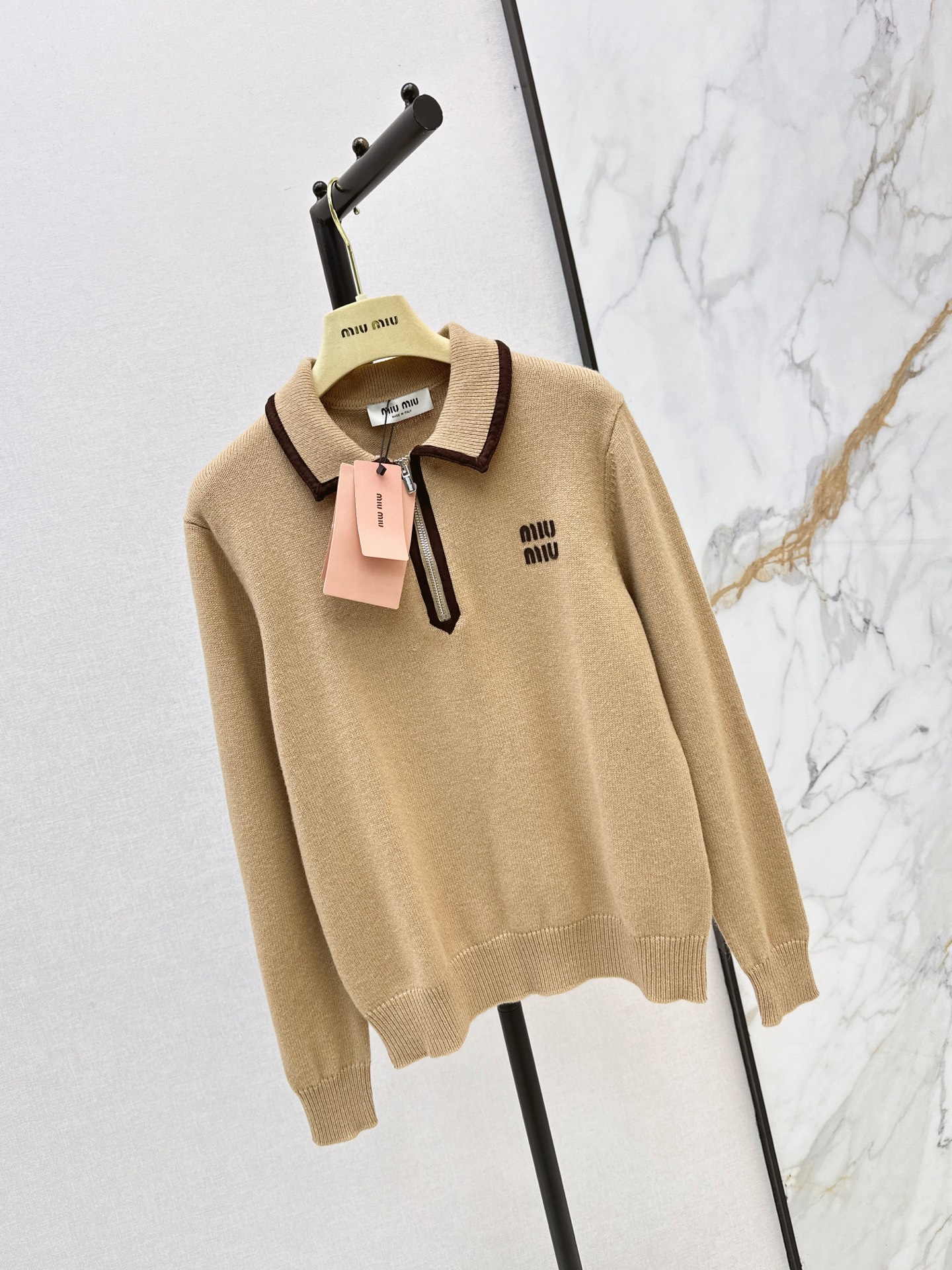 Miu 26fw zip-up knitswear