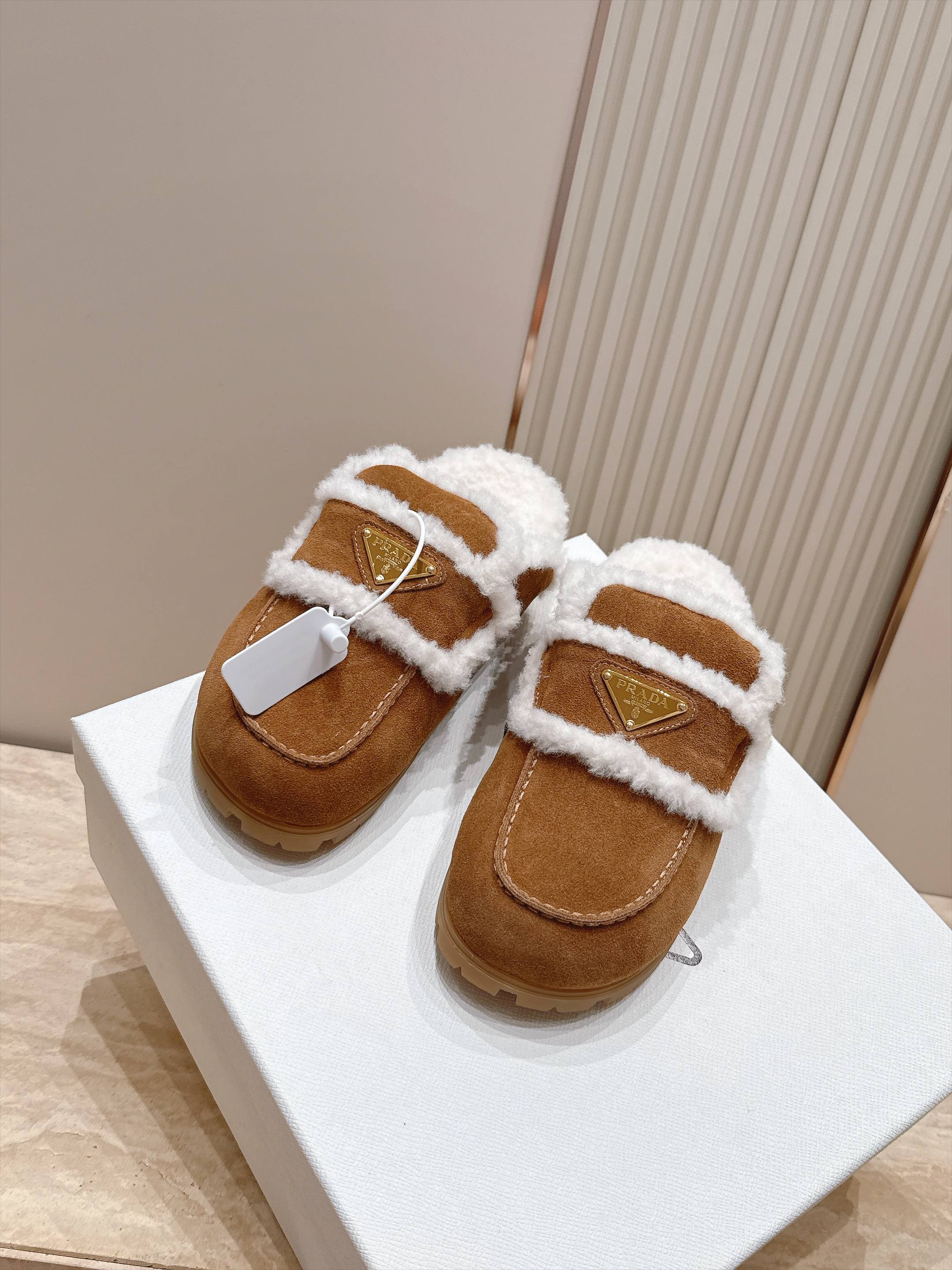 Pra hearling-Trim Suede Mule Loafers