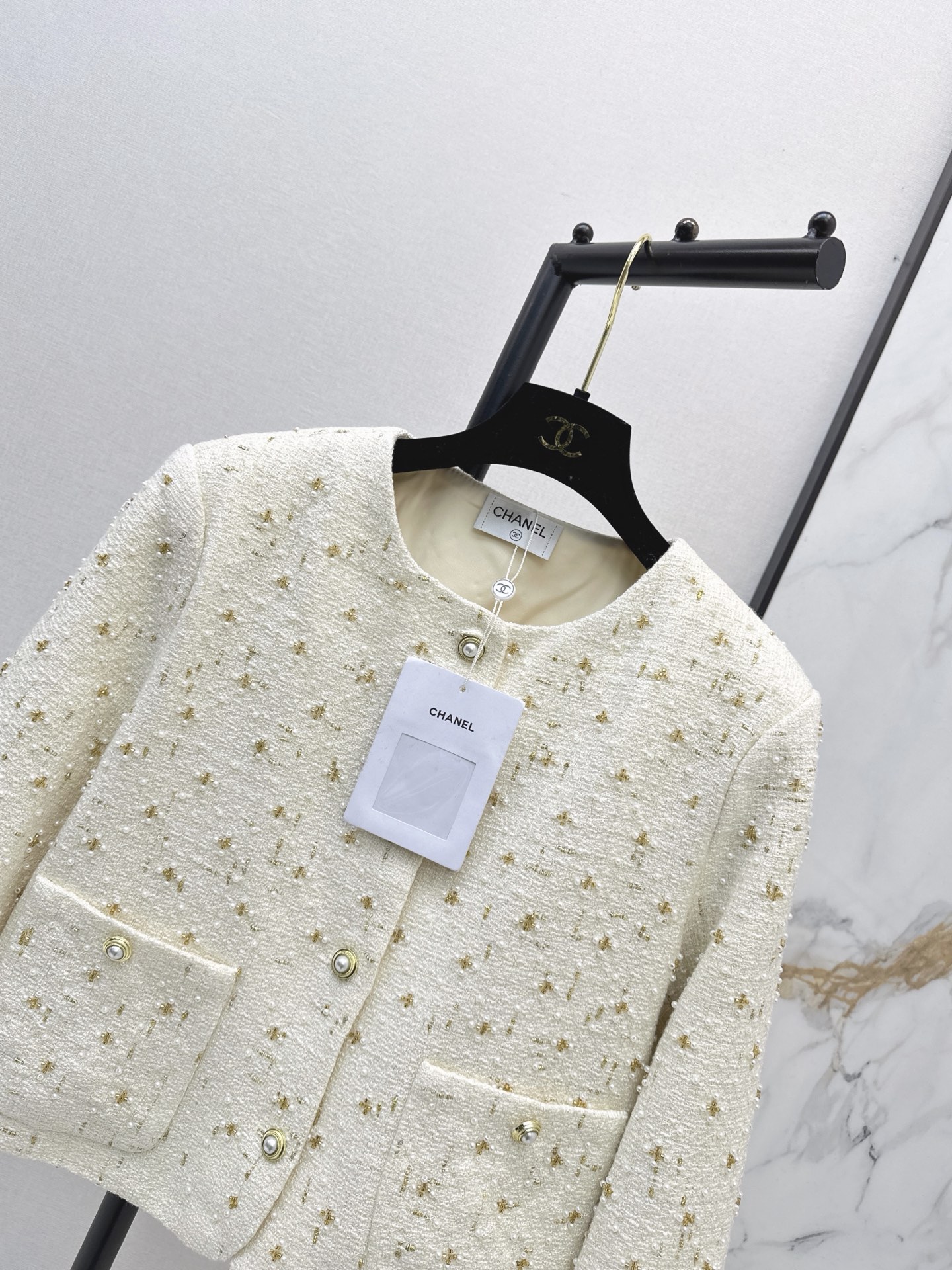 Chan 26fw beading woven jacket
