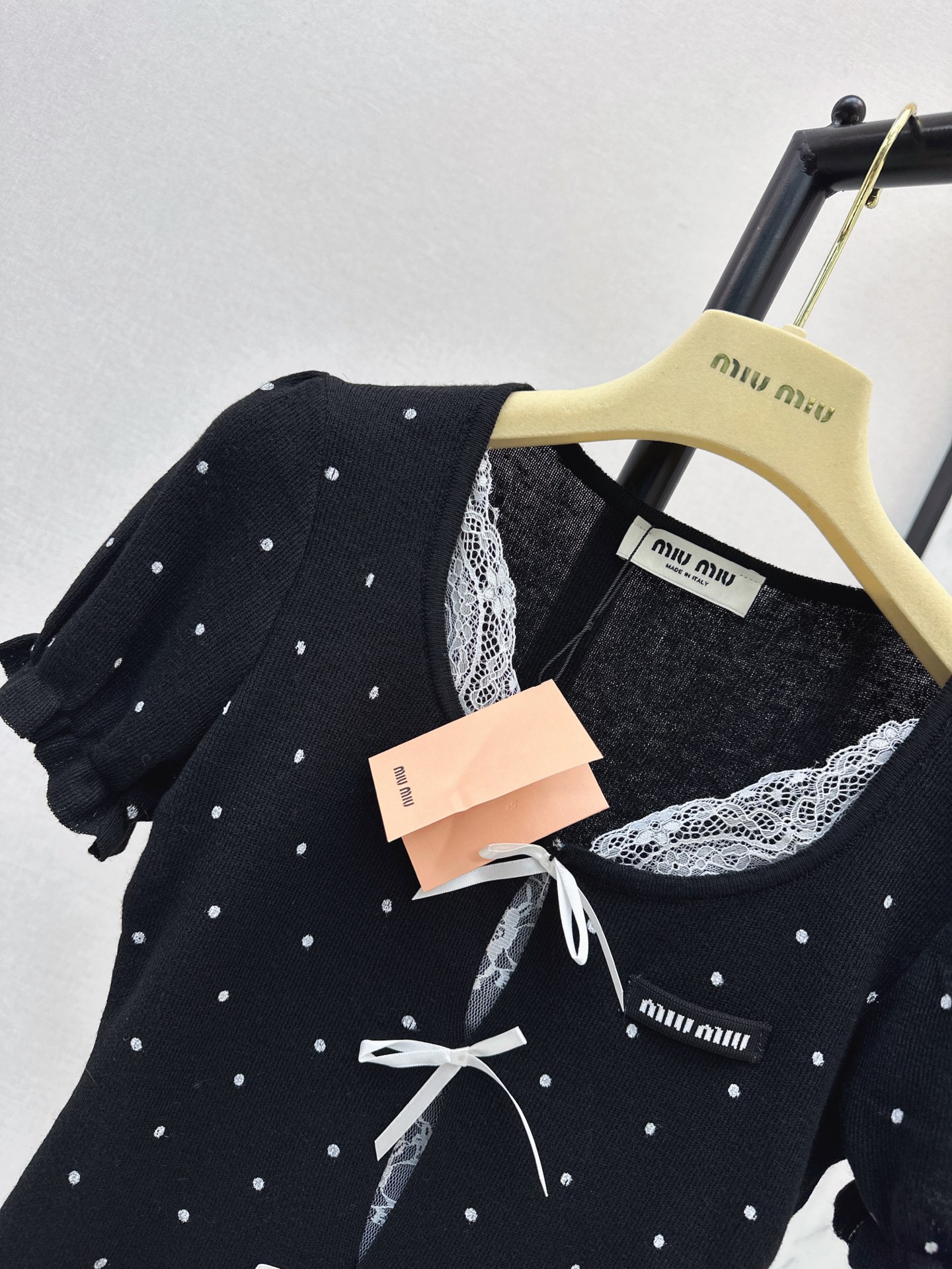 Miu 26ss pokla dots knit top