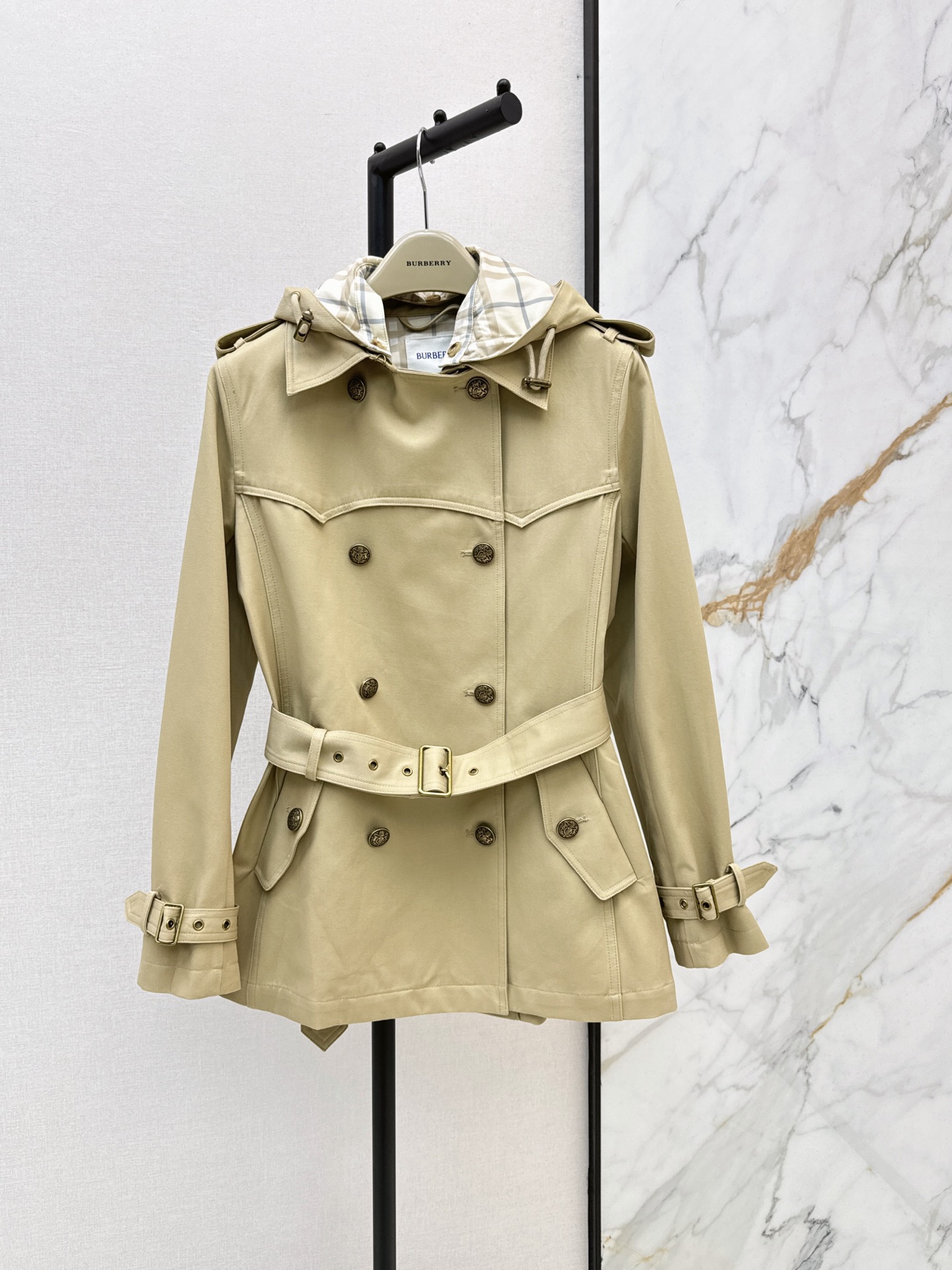 Bur 26fw hooded cropped trench coats