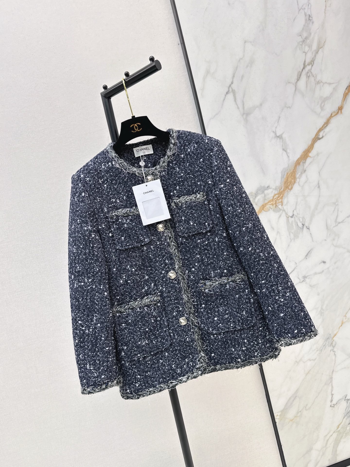 Chan 26fw goose down filled tweed woven jacket