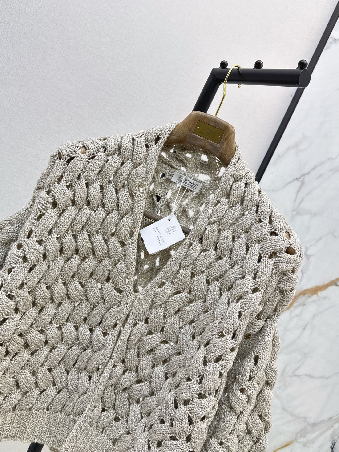 Brun 26fw hollow knit cardigan