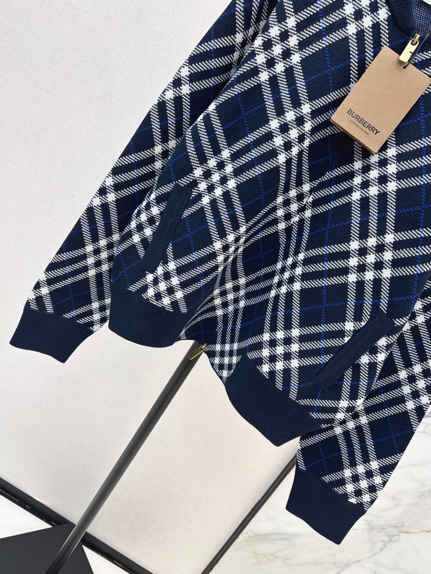 Bur 26fw check knit cardigan