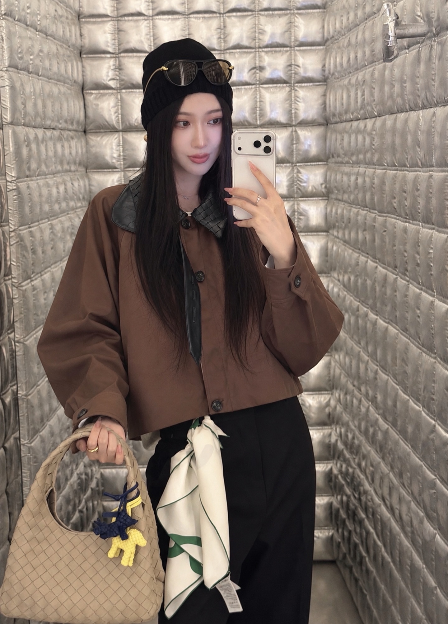 Bott 26fw woven neck cropped jacket