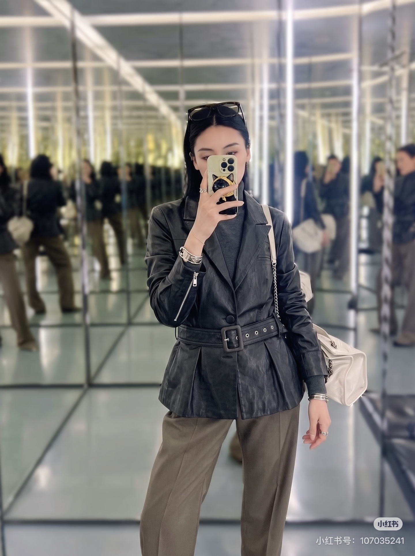 Sain 26fw belted leather jacket