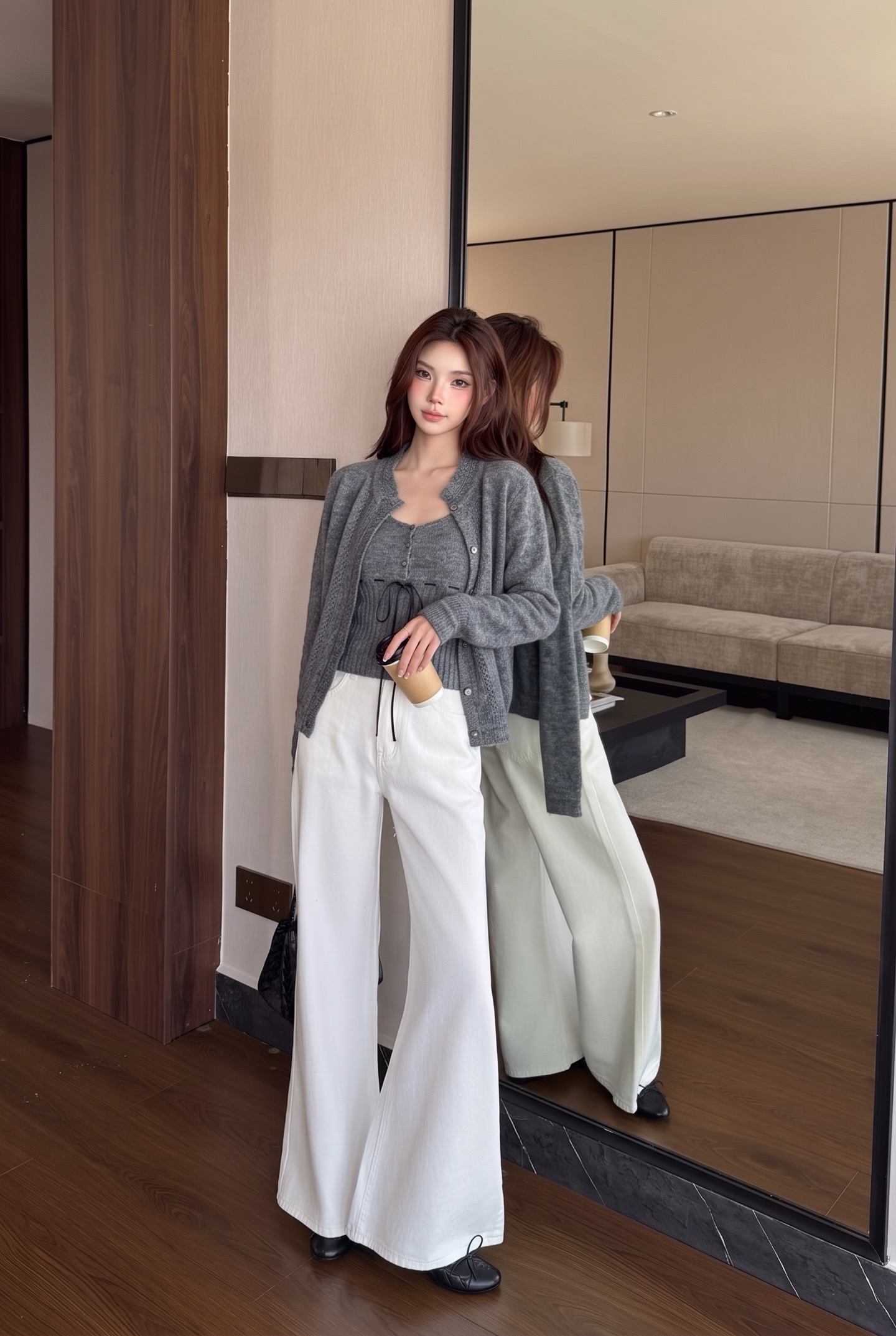 ES 26fw wool knit vest cardigan sets