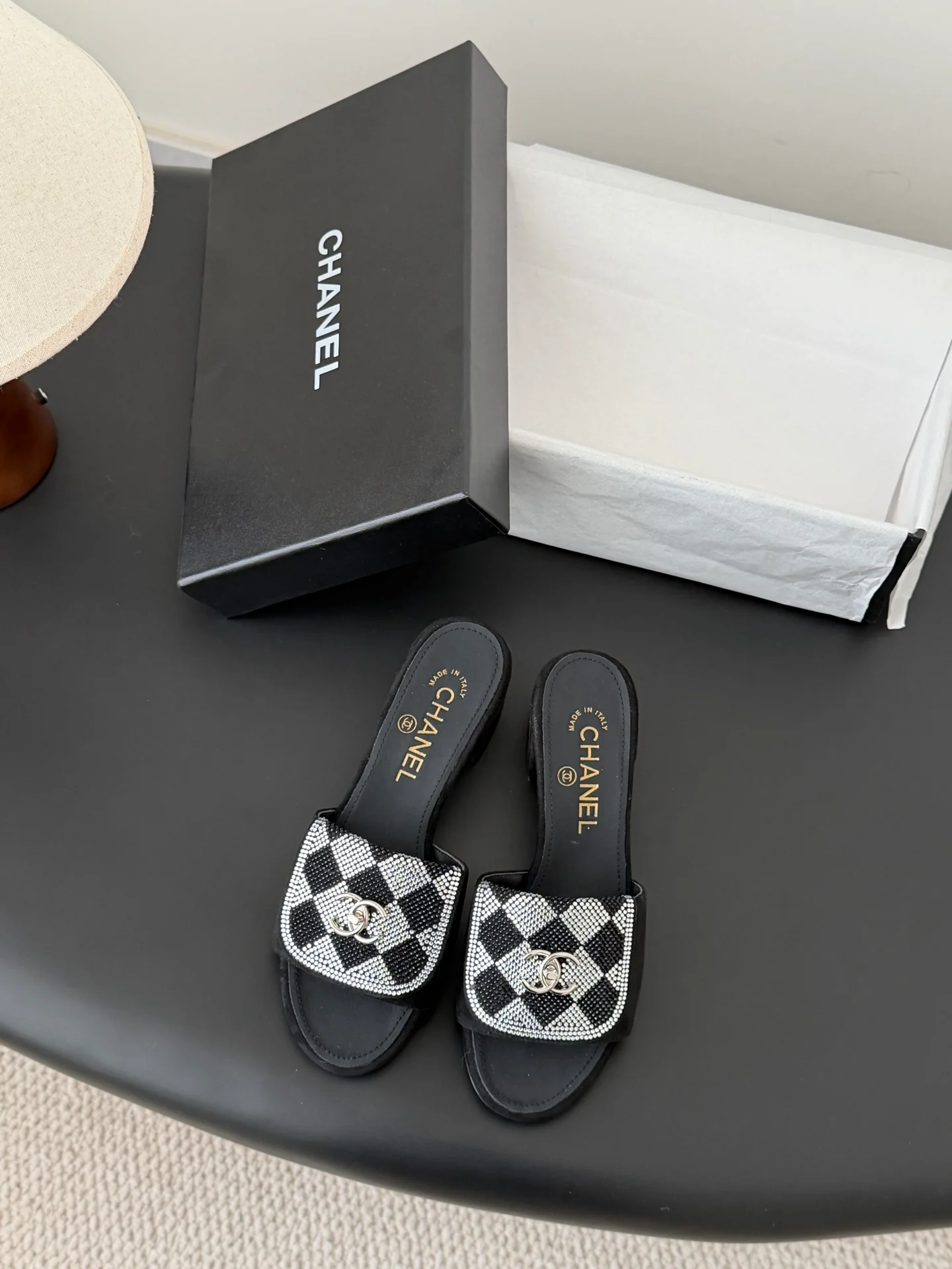 Chan 26ss rhinestone-embellished chunky sandals