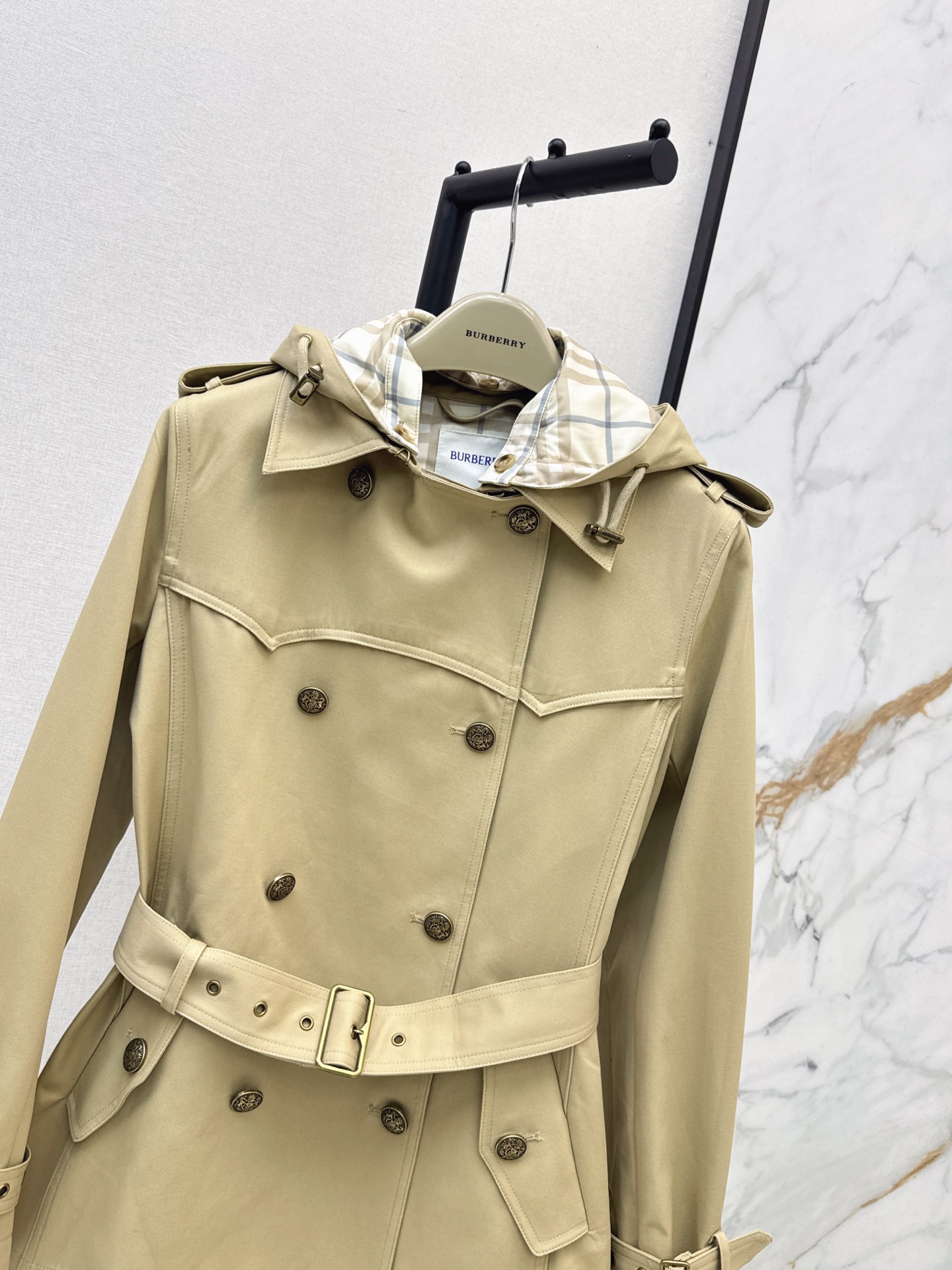 Bur 26fw hooded cropped trench coats