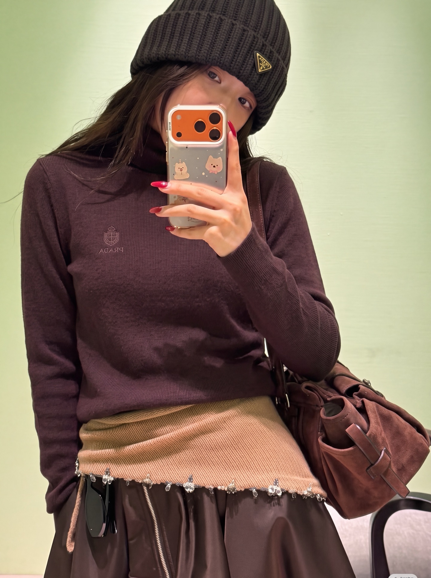 Pra 26fw knit high neck basic tee