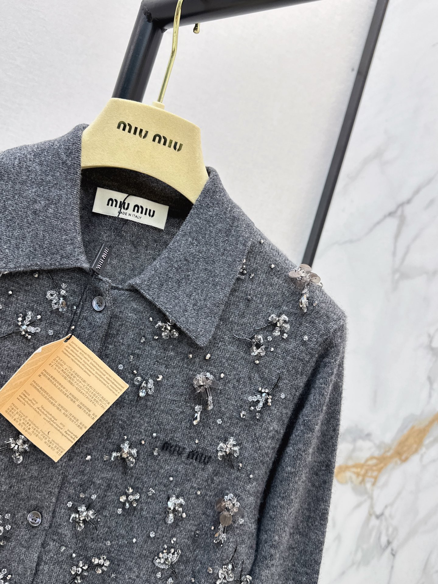 Miu 26ss rhinestone knitwear