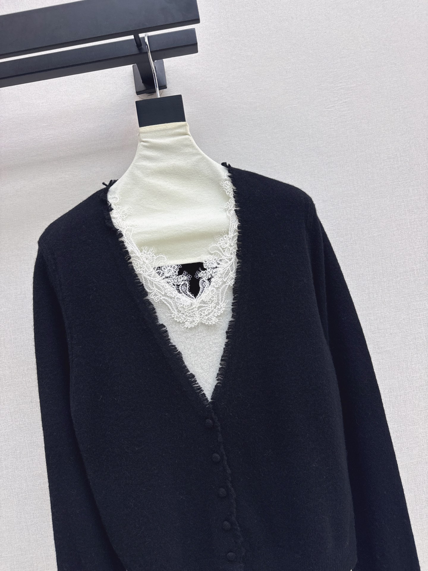 ES 26fw lace contract wool cardigan
