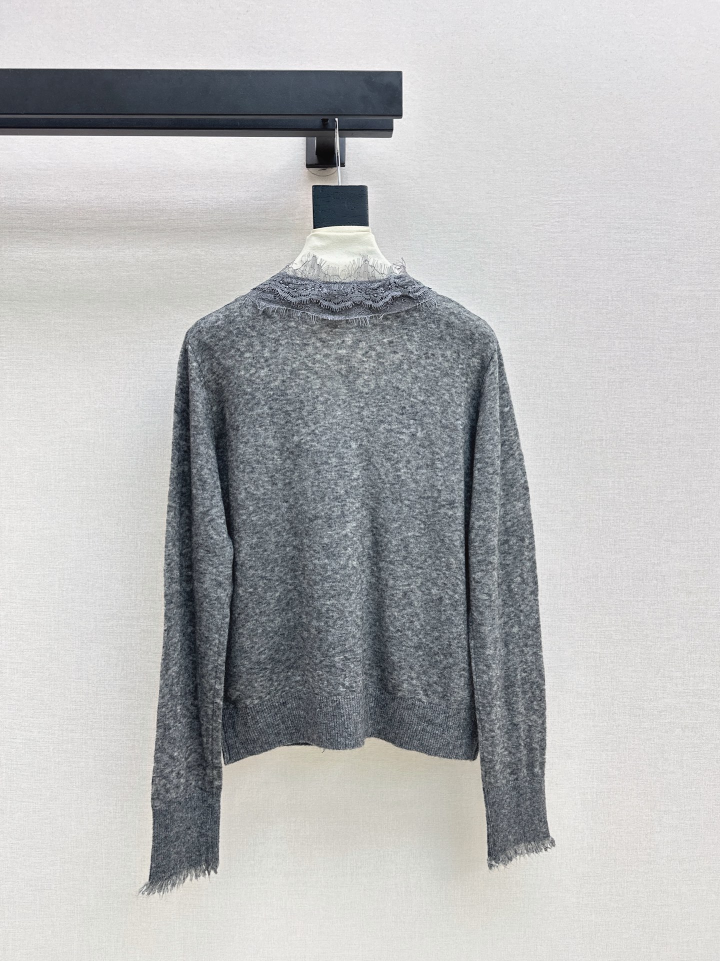 ES 26fw lace contract knit cardigan
