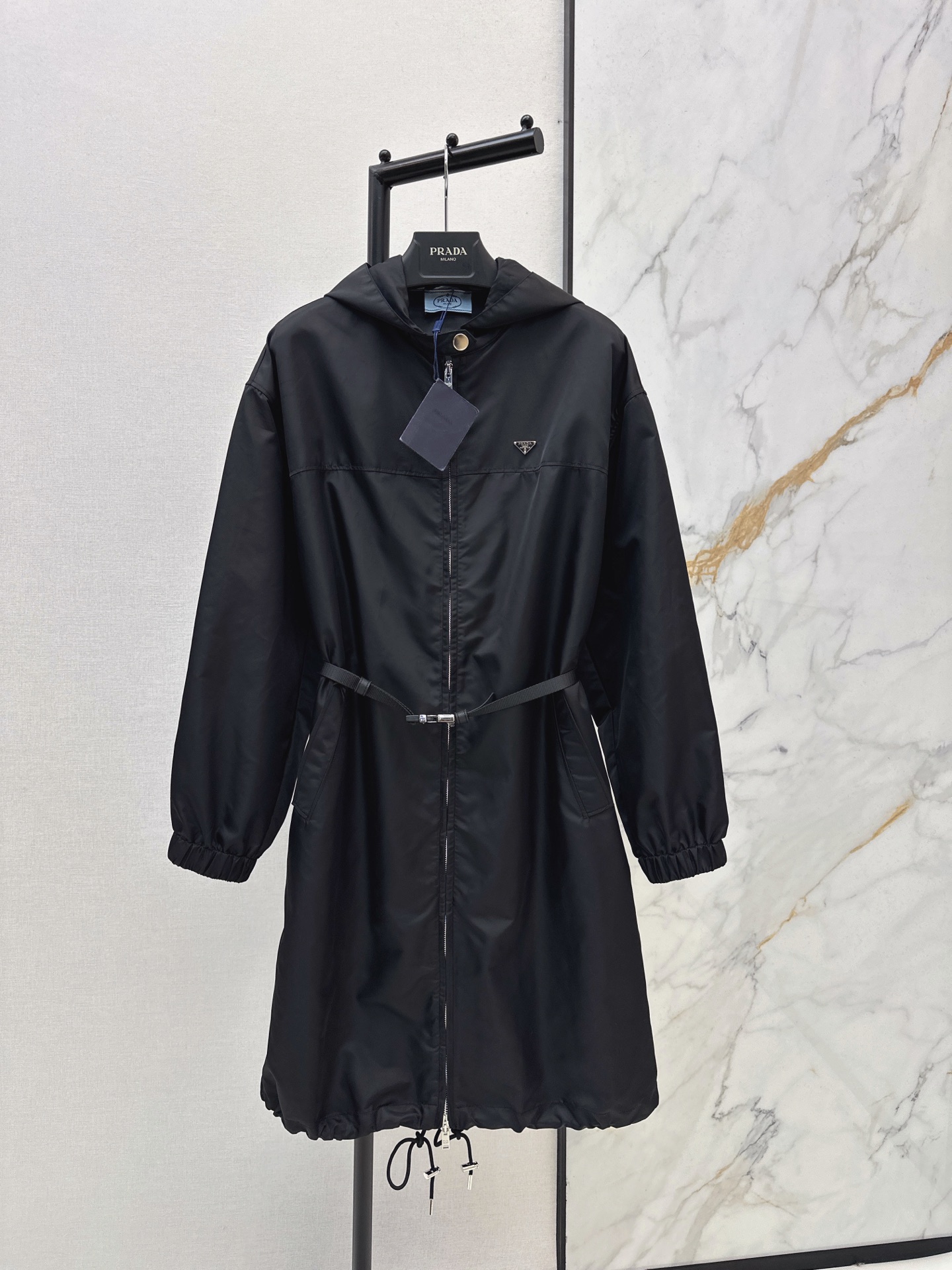 Pra 26fw long hooded zip jacket