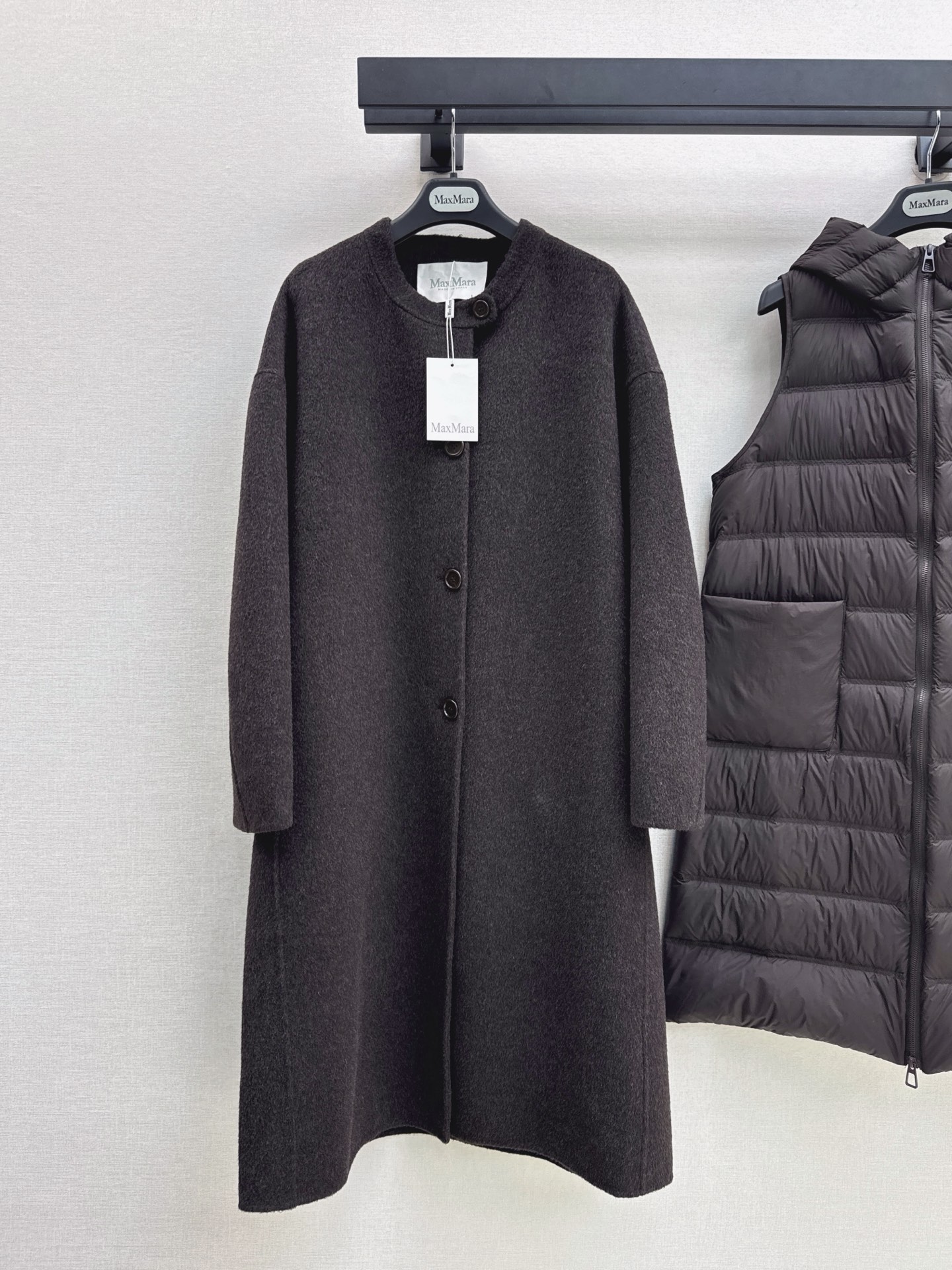 Max 26fw hooded down vest woolen overcoats sets