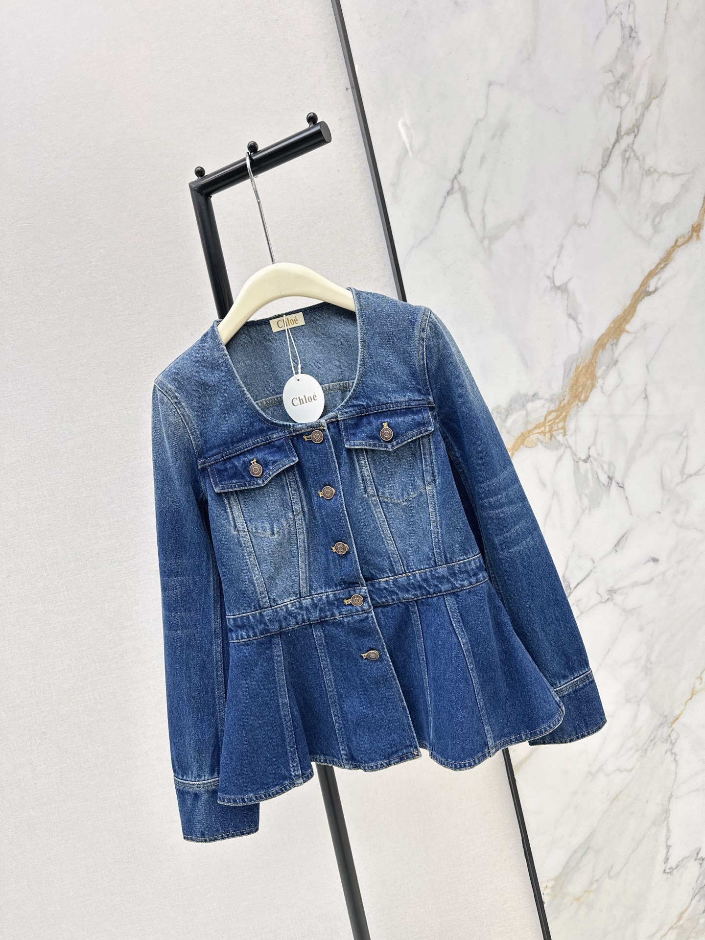 Chol 26fw ruffle denim jacket