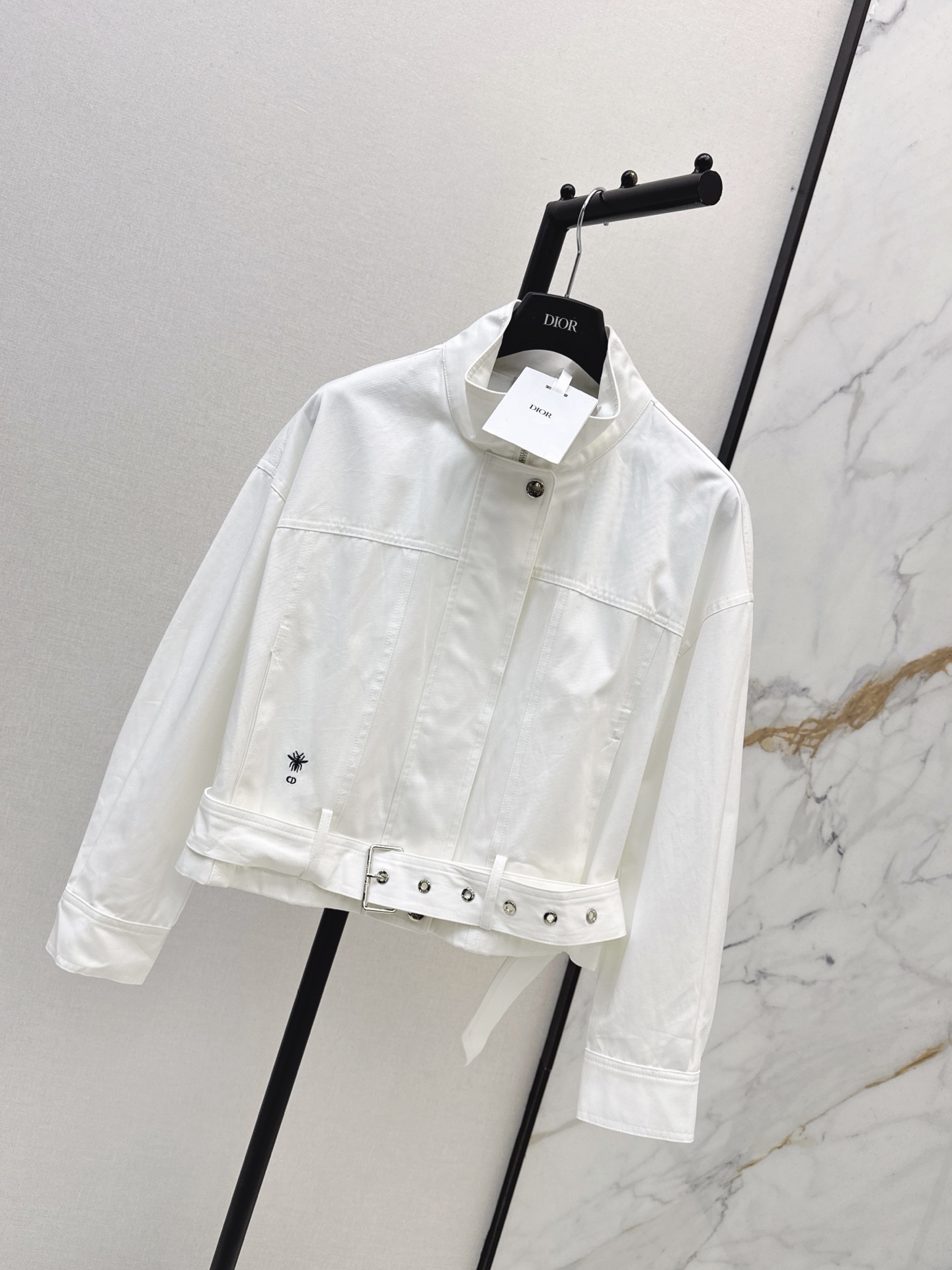 CD 26fw Stand-Collar Belted Cropped Jacket