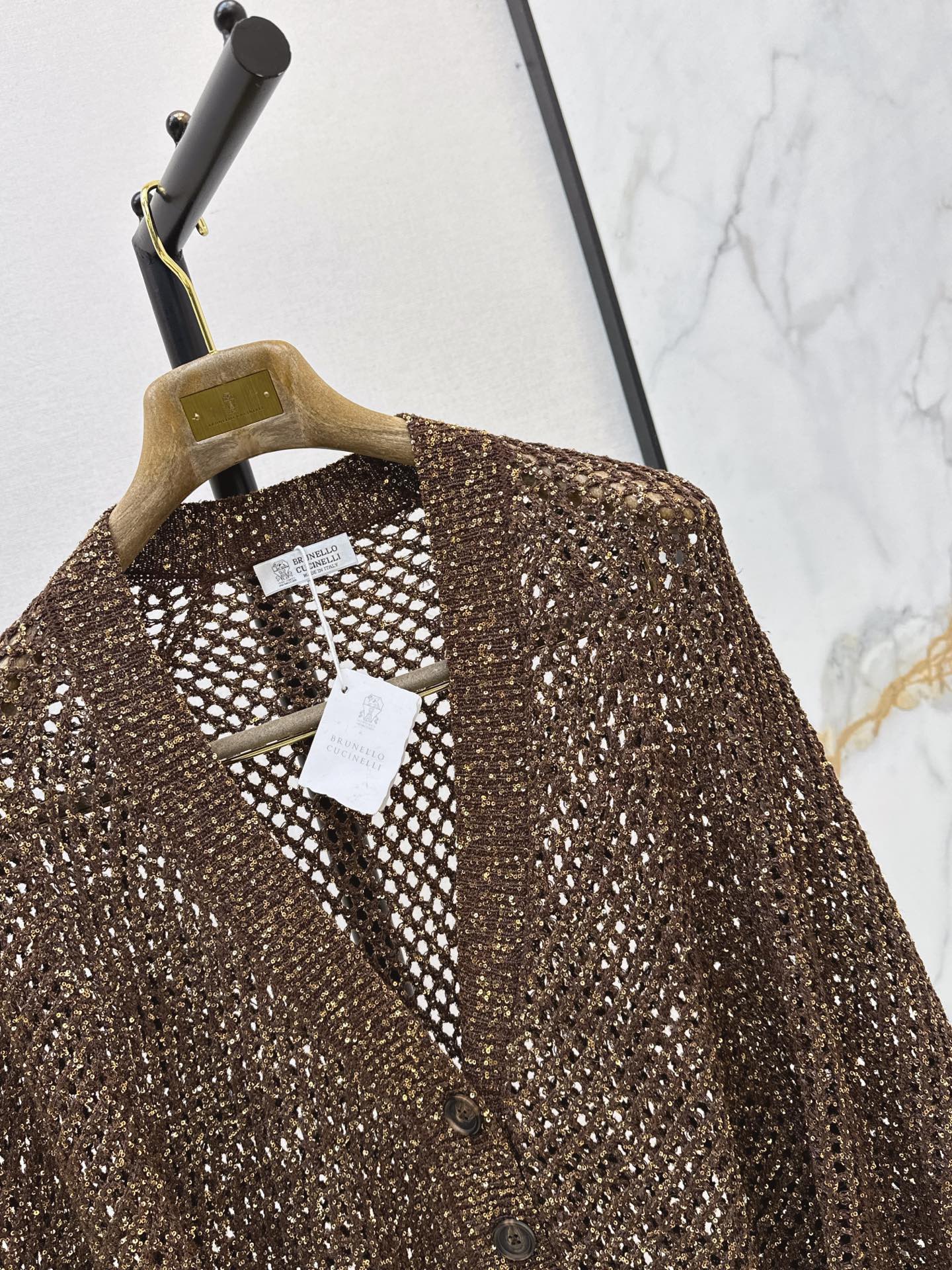 Brun 26fw embroidery sequin cardigan