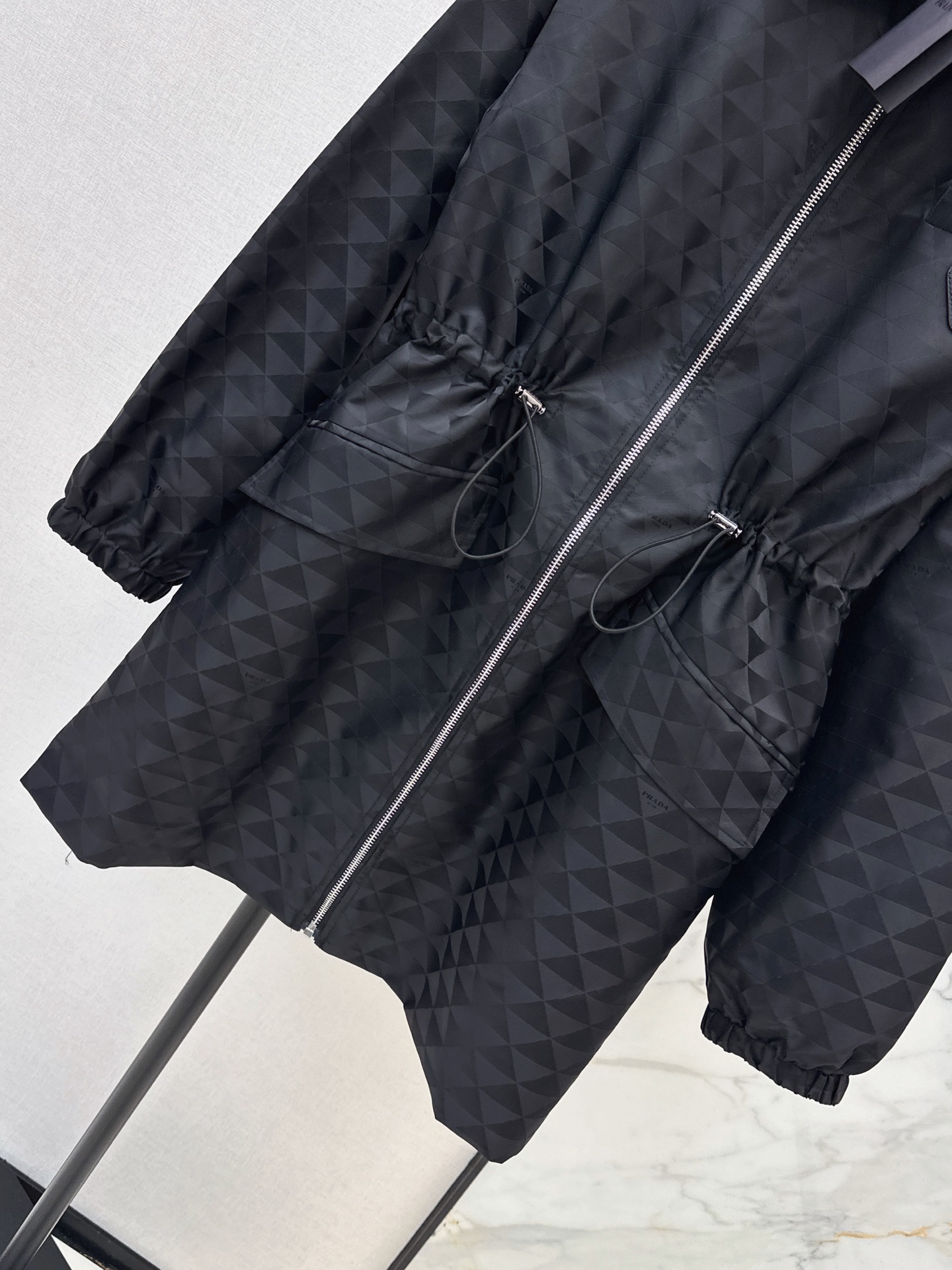 Pra 26fw drawsting zipper trench coats