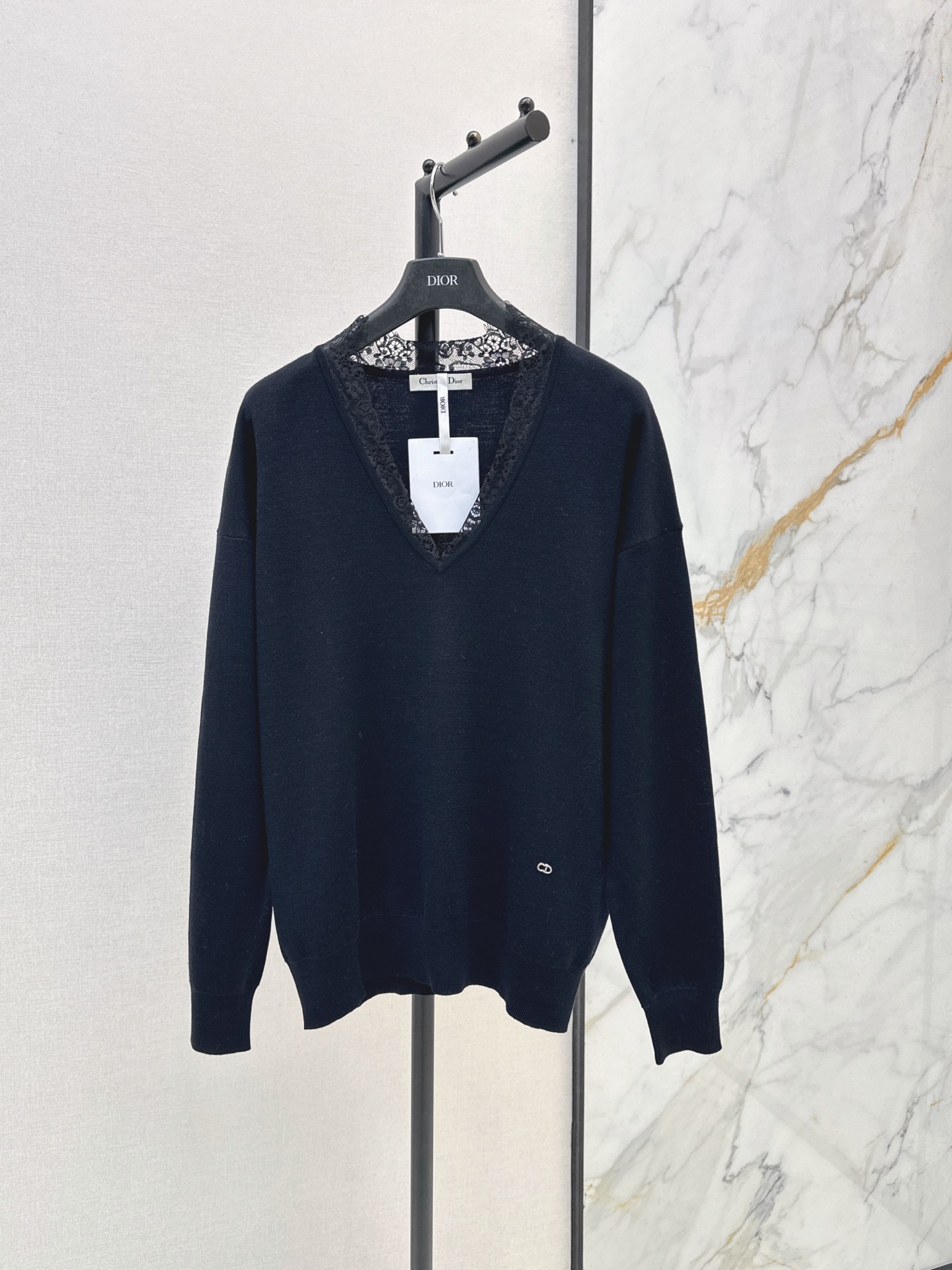 CD 26fw lace contract sweater