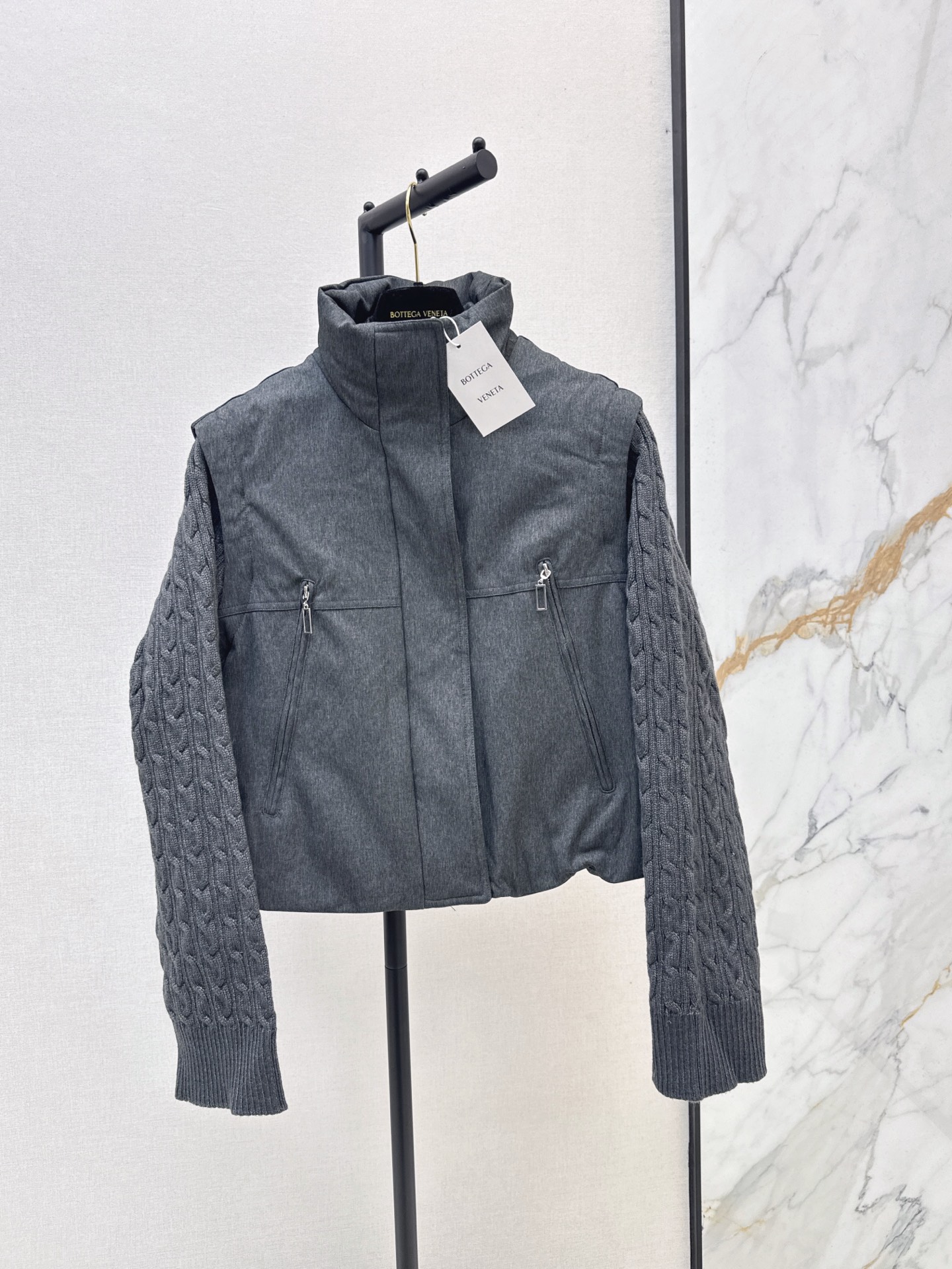 Bott 26fw detachable sleeve knit contract down jacket