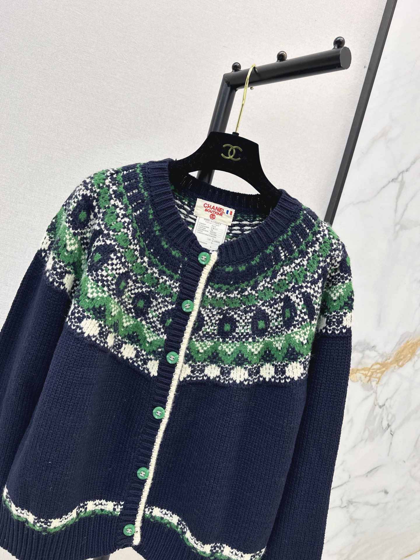 Chan 26fw fair isle knit cardigan
