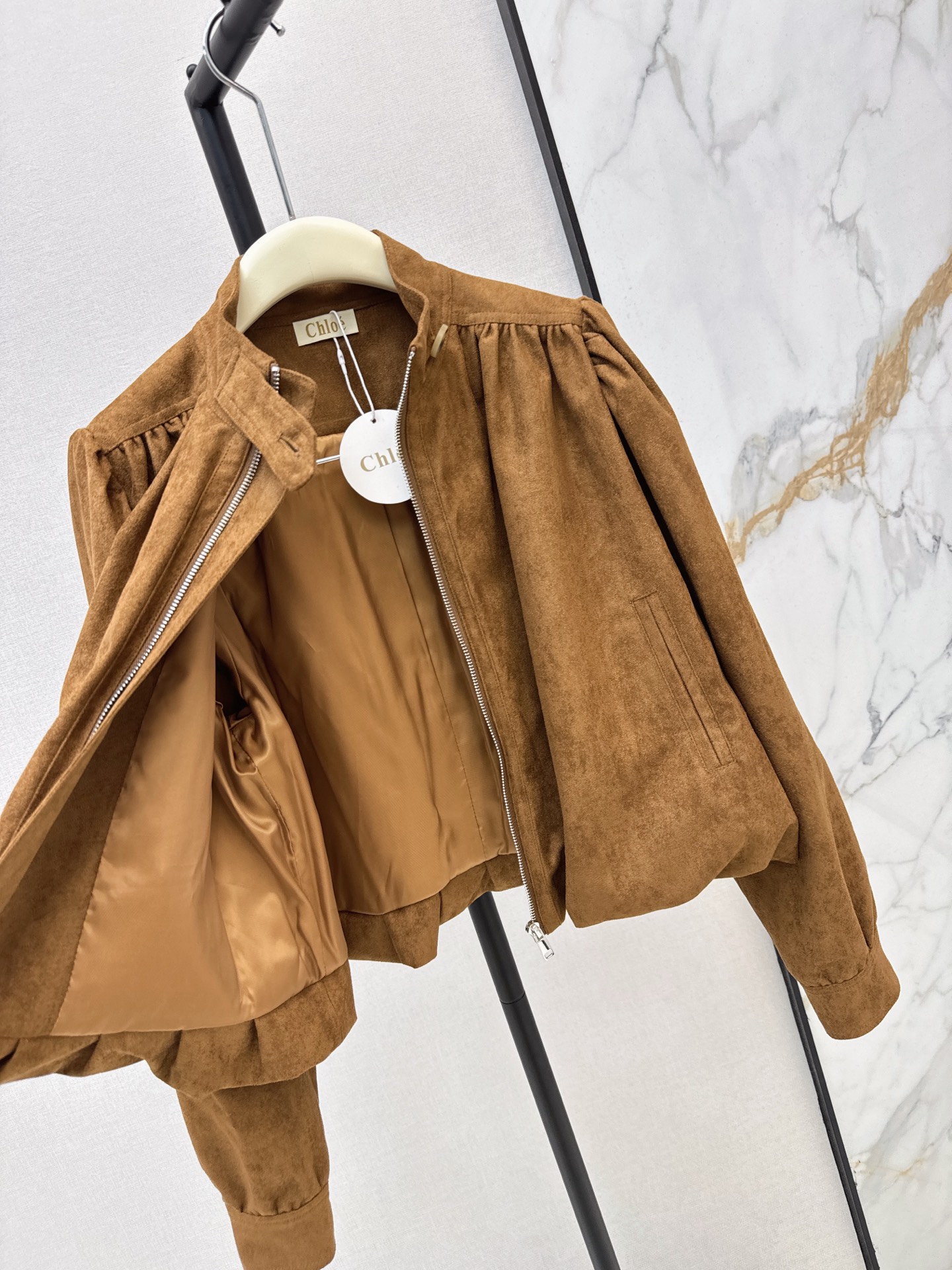 Chol 26fw suede fleece cropped jacket