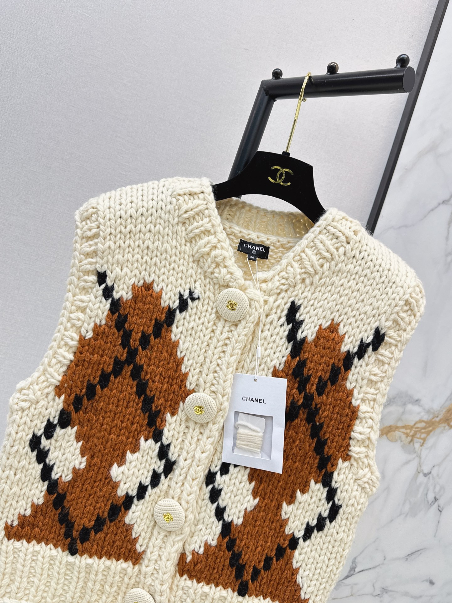 Chan 26fw jacquard knit vest