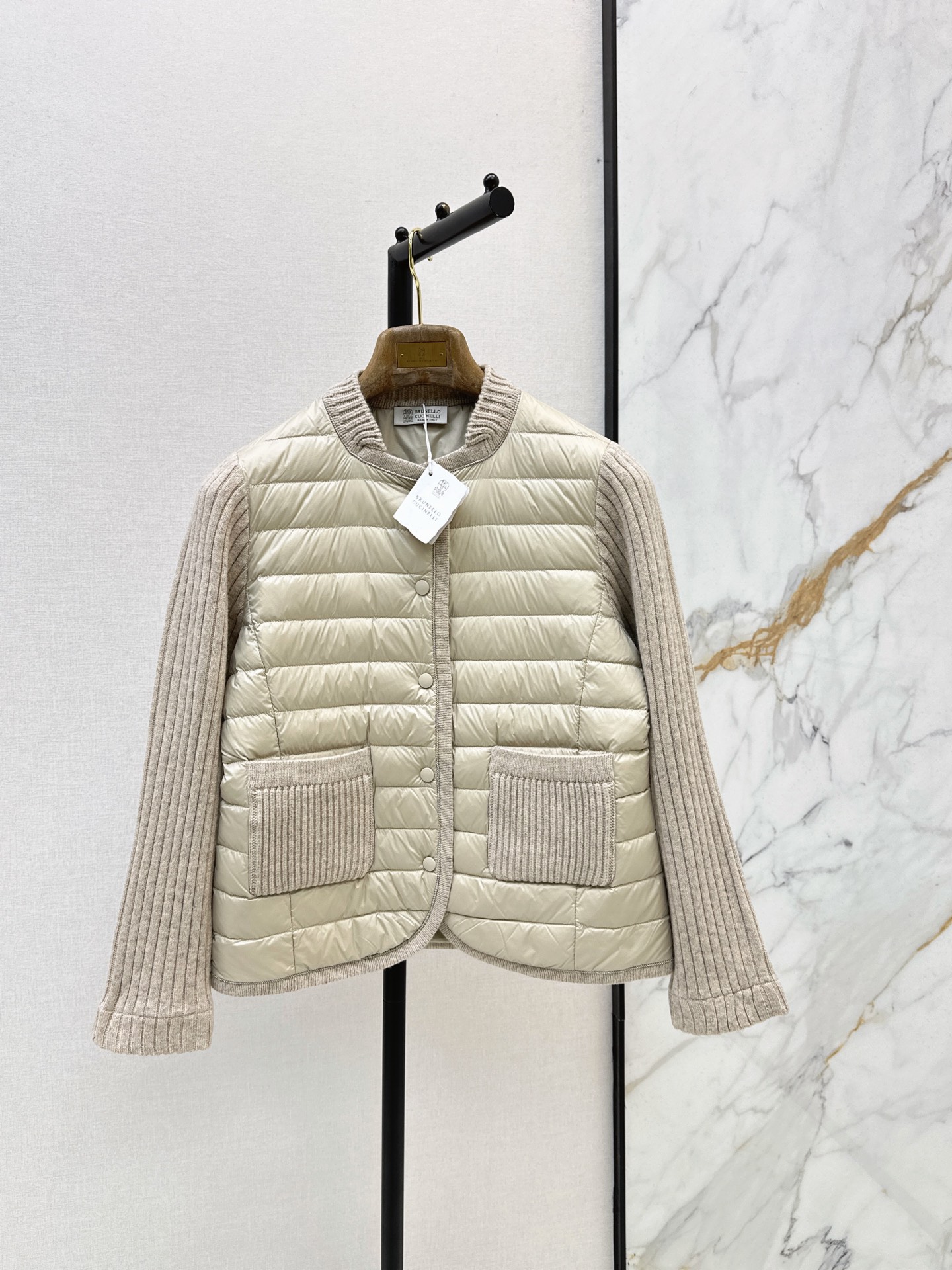 Brun 26fw wool knit contract down jacket