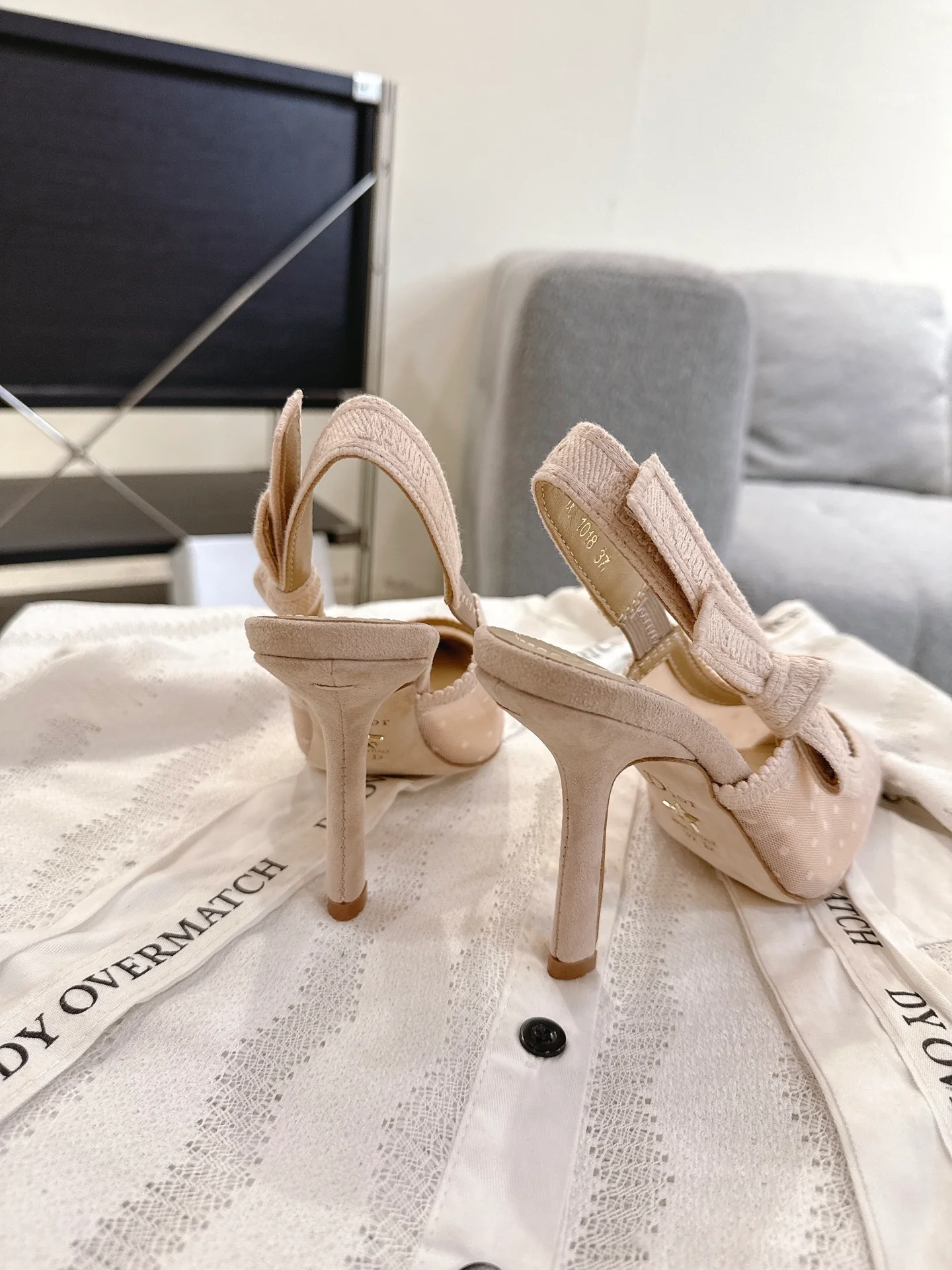 CD 25fw mesh slingback heels
