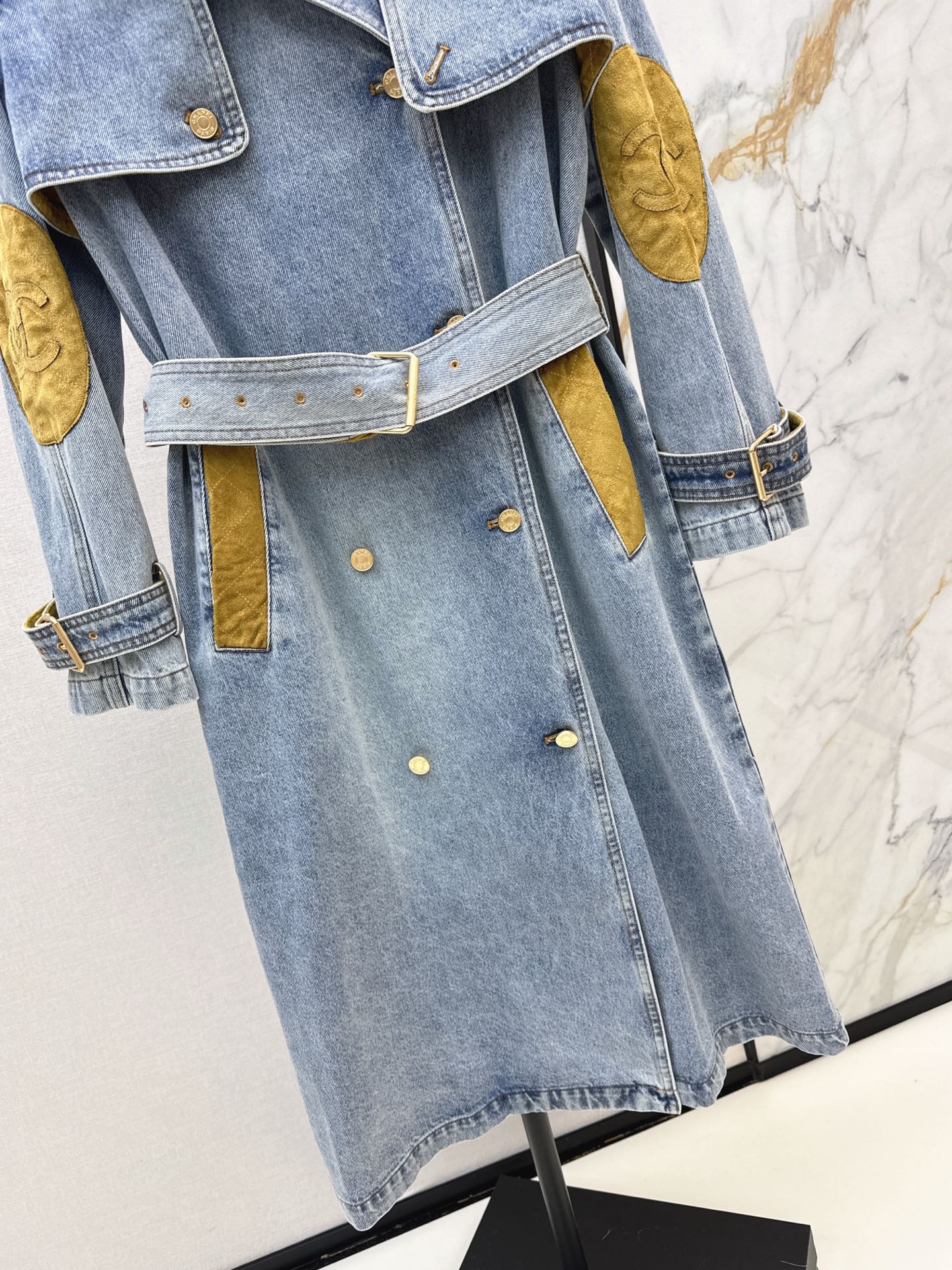 Chan 26fw suede fleece denim trench coats