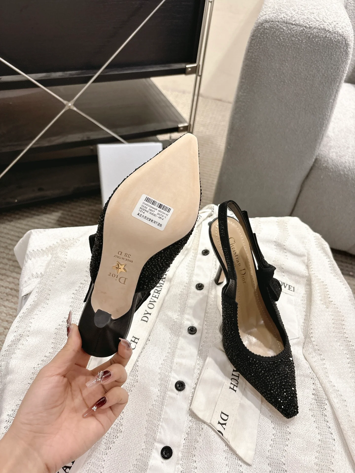 CD 25fw rhinestone slingback heels
