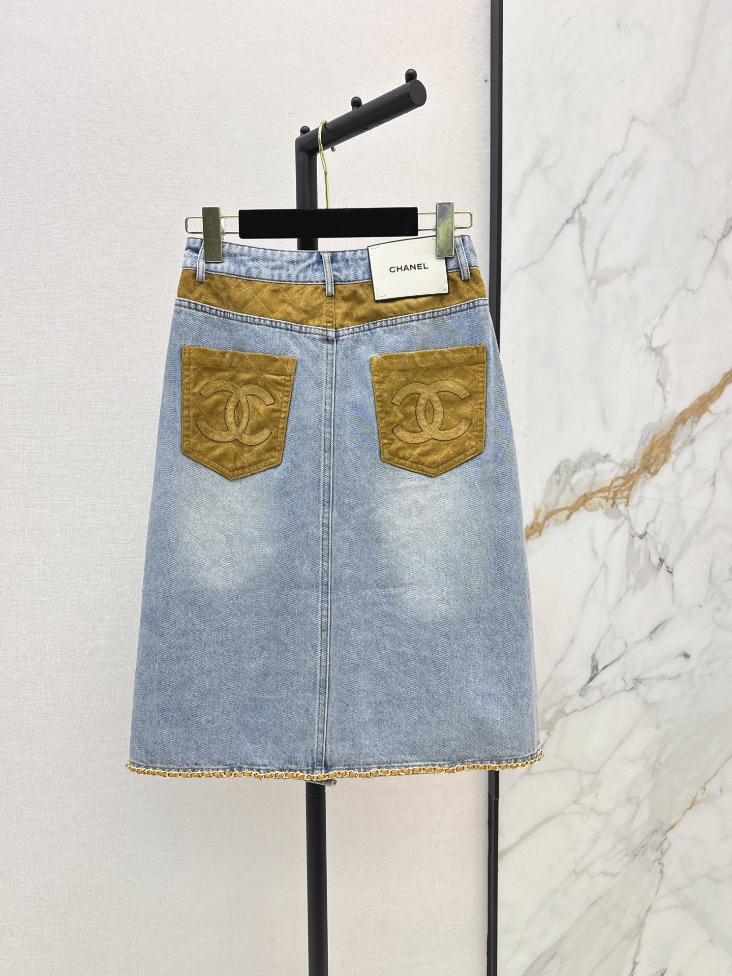 Chan 26fw suede contract denim skirt