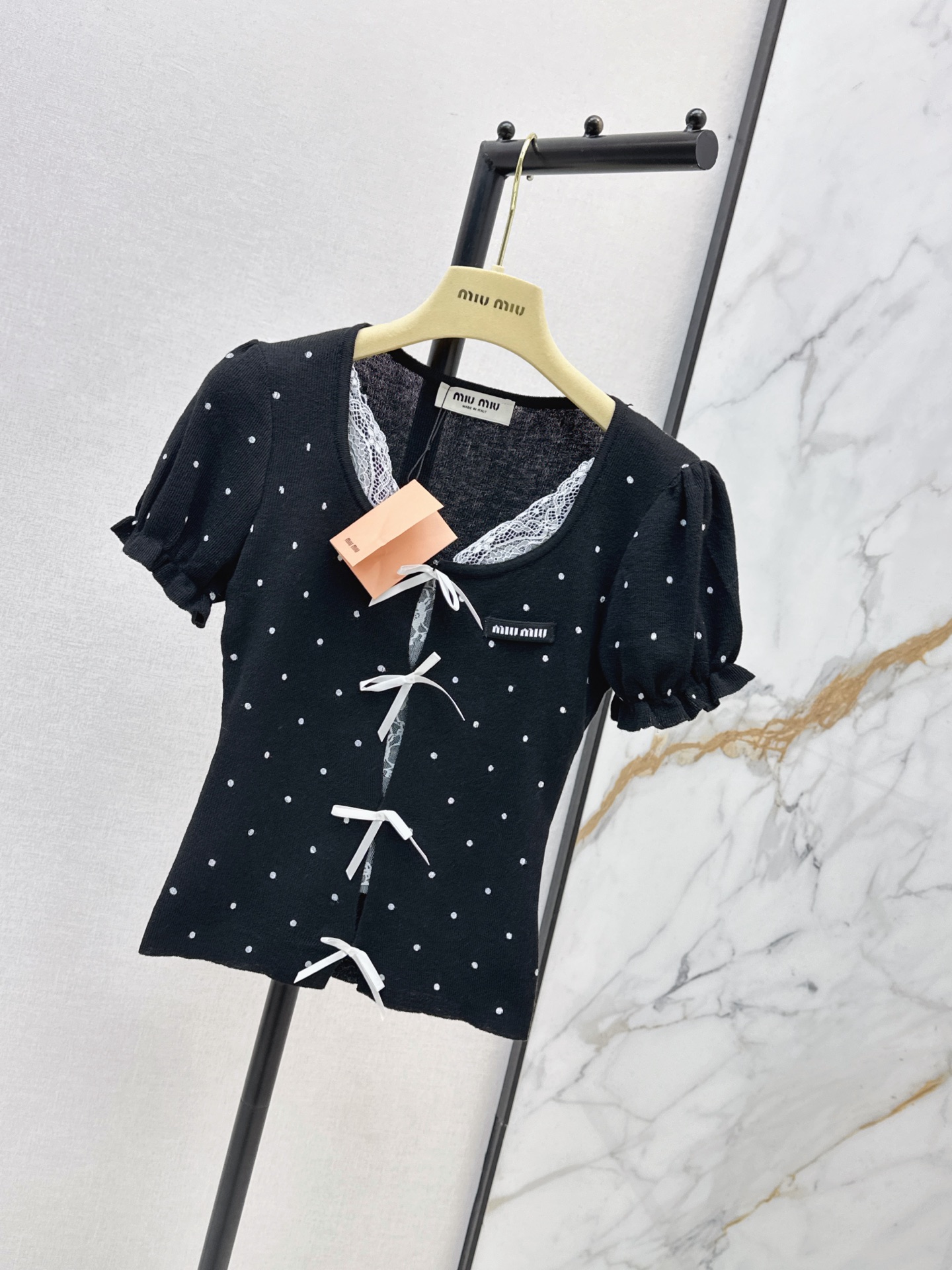 Miu 26ss pokla dots knit top