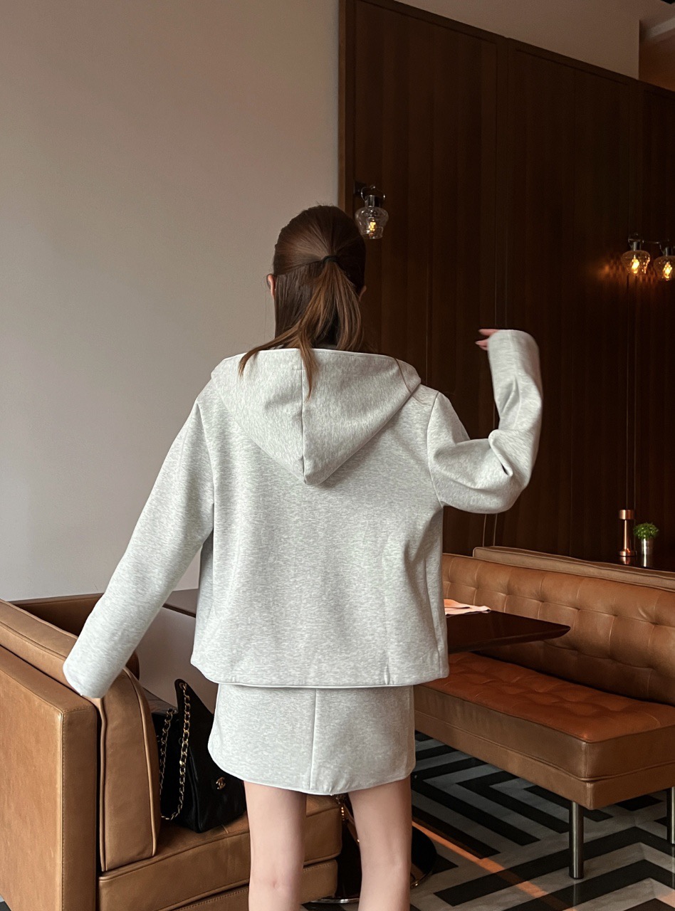 Chan 26fw hooded jacket skirt sets