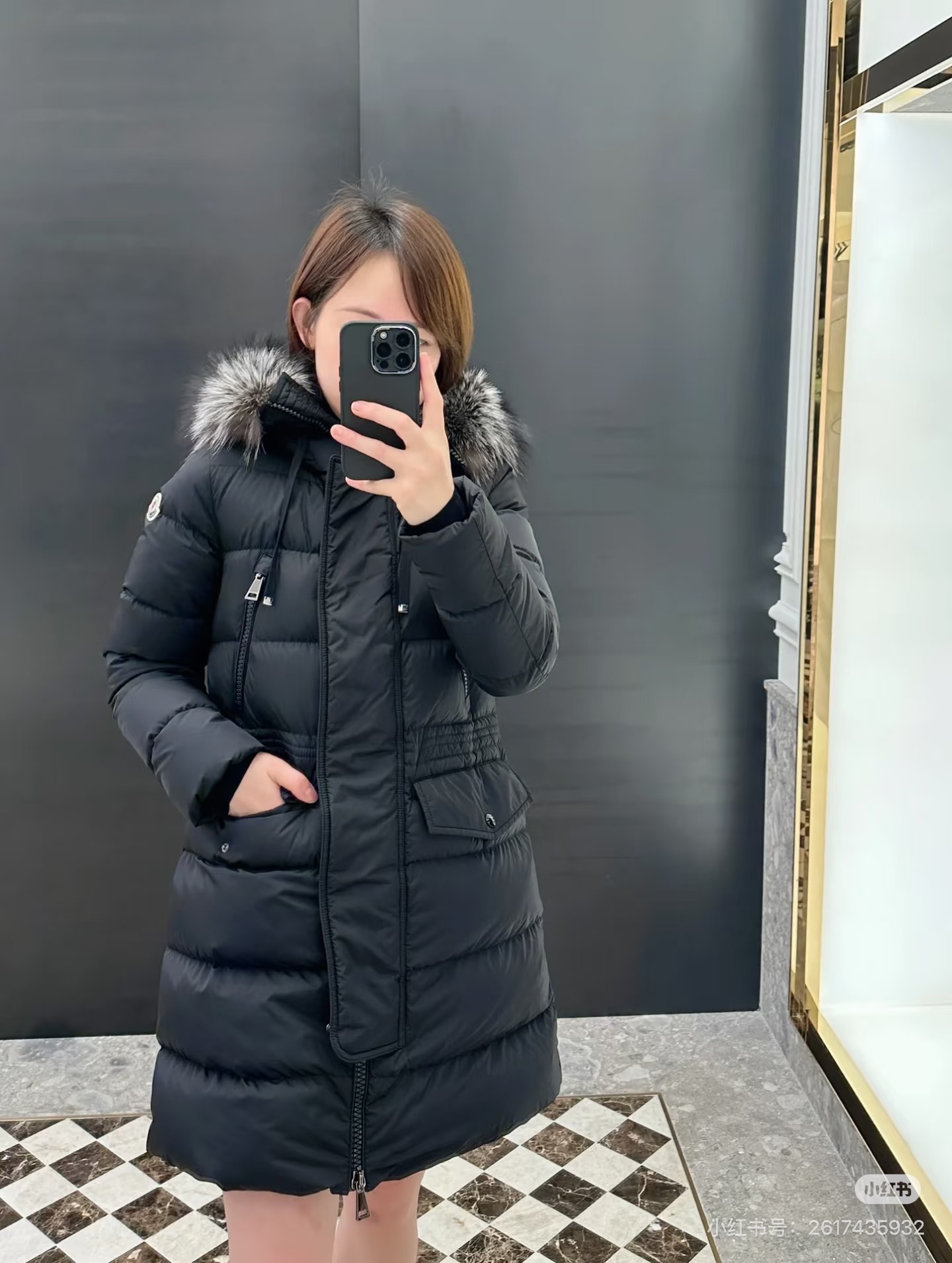 Monc 26fw fur-trim hooded down jacket