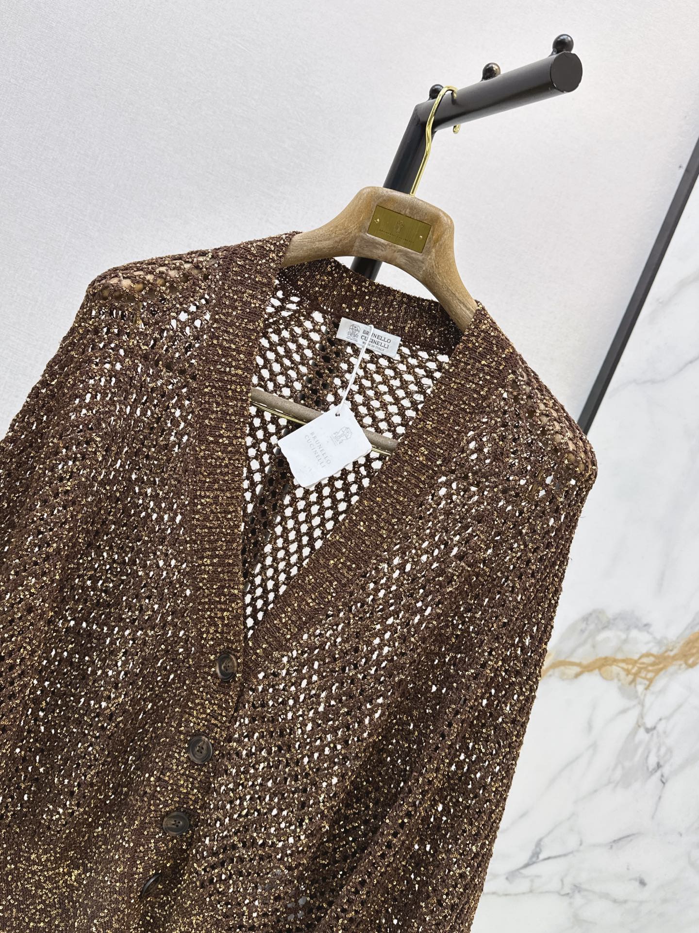 Brun 26fw embroidery sequin cardigan
