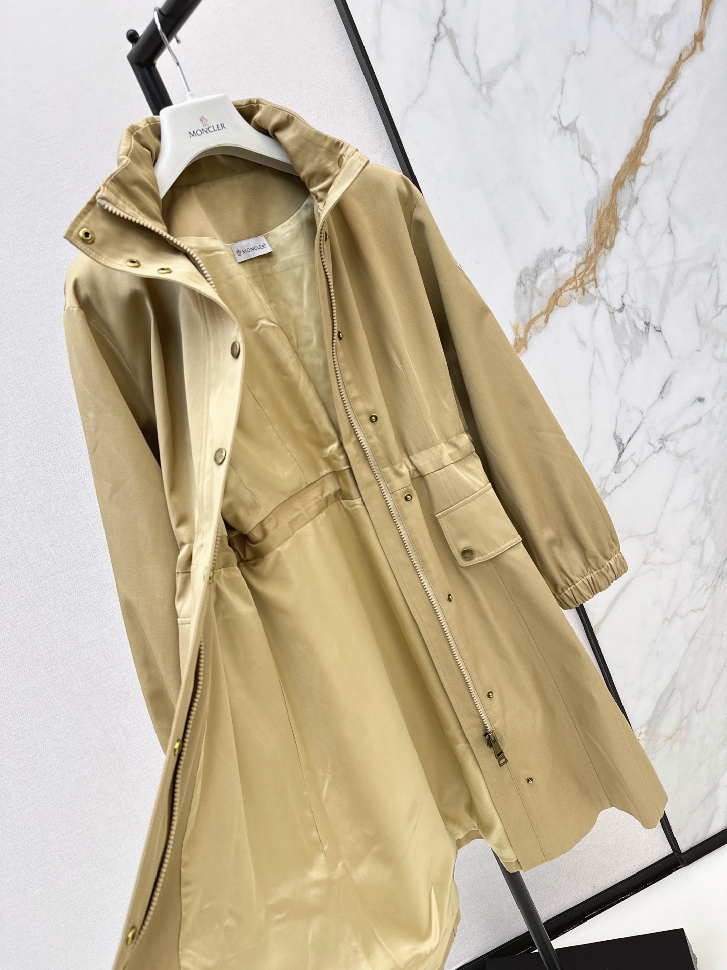 Monc 26fw hooded drawstring trench coats